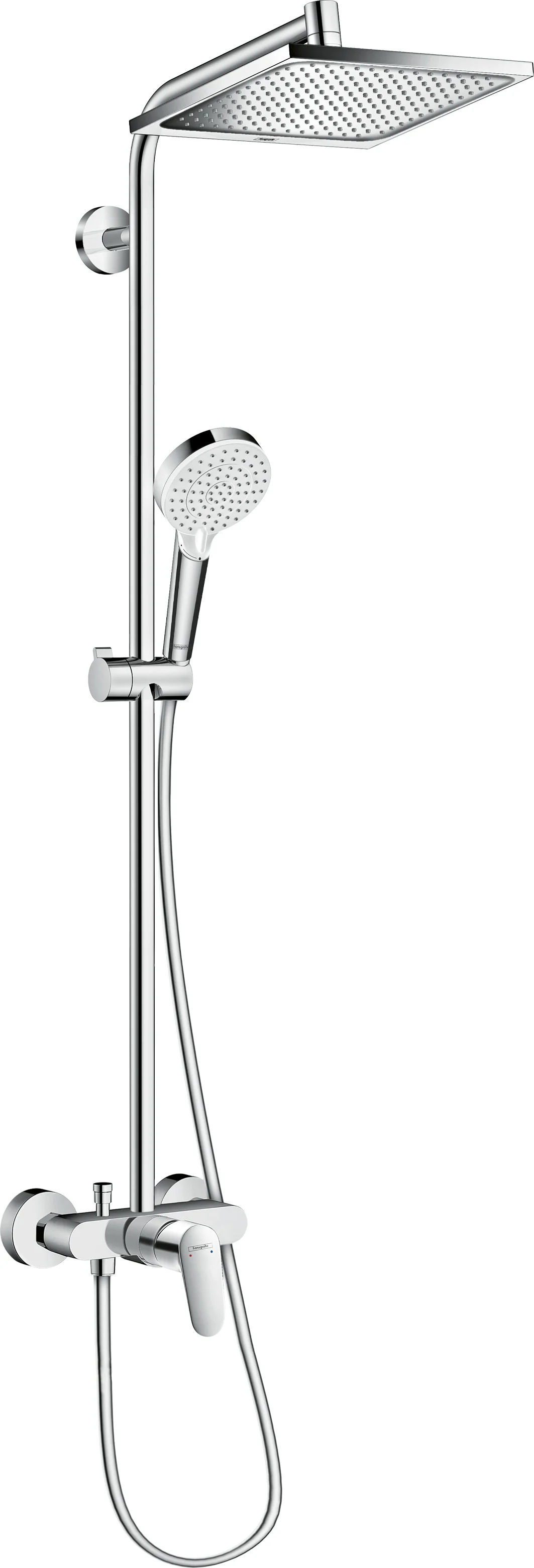 Hansgrohe Crometta E Showerpipe 240 - Einhebelmischer chrom, 240 x 240 mm, Aufputzinstallation Hansgrohe Crometta E Showerpipe 240 - Einhebelmischer chrom, 240 x 240 mm, Aufputzinstallation