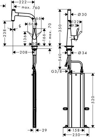 Spültischmischer 240 Metris Select M71 Ausziehauslauf 1jet sBox chrom