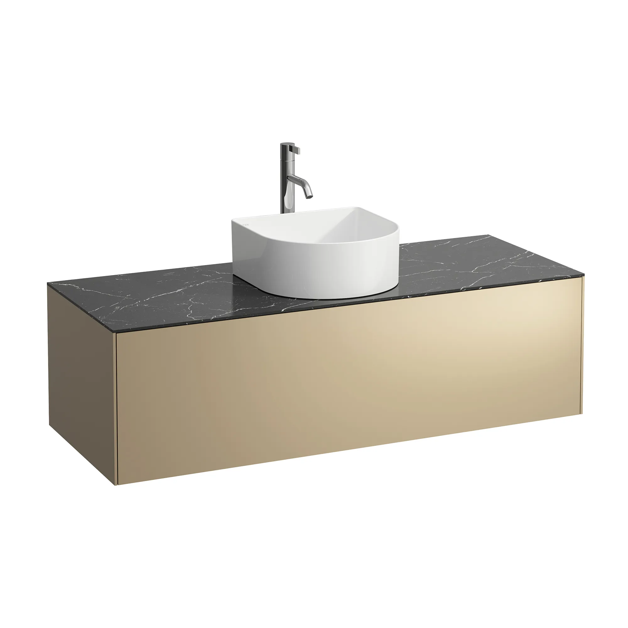 Laufen Waschtischunterbau SONAR 457x1177x341 mit mittigem Ausschnitt + Armaturausschnitt, Schubladenelement Sonar 1180x340x450 Gold/Nero Marquina Laufen Waschtischunterbau SONAR 457x1177x341 mit mittigem Ausschnitt + Armaturausschnitt, Schubladenelement Sonar 1180x340x450 Gold/Nero Marquina