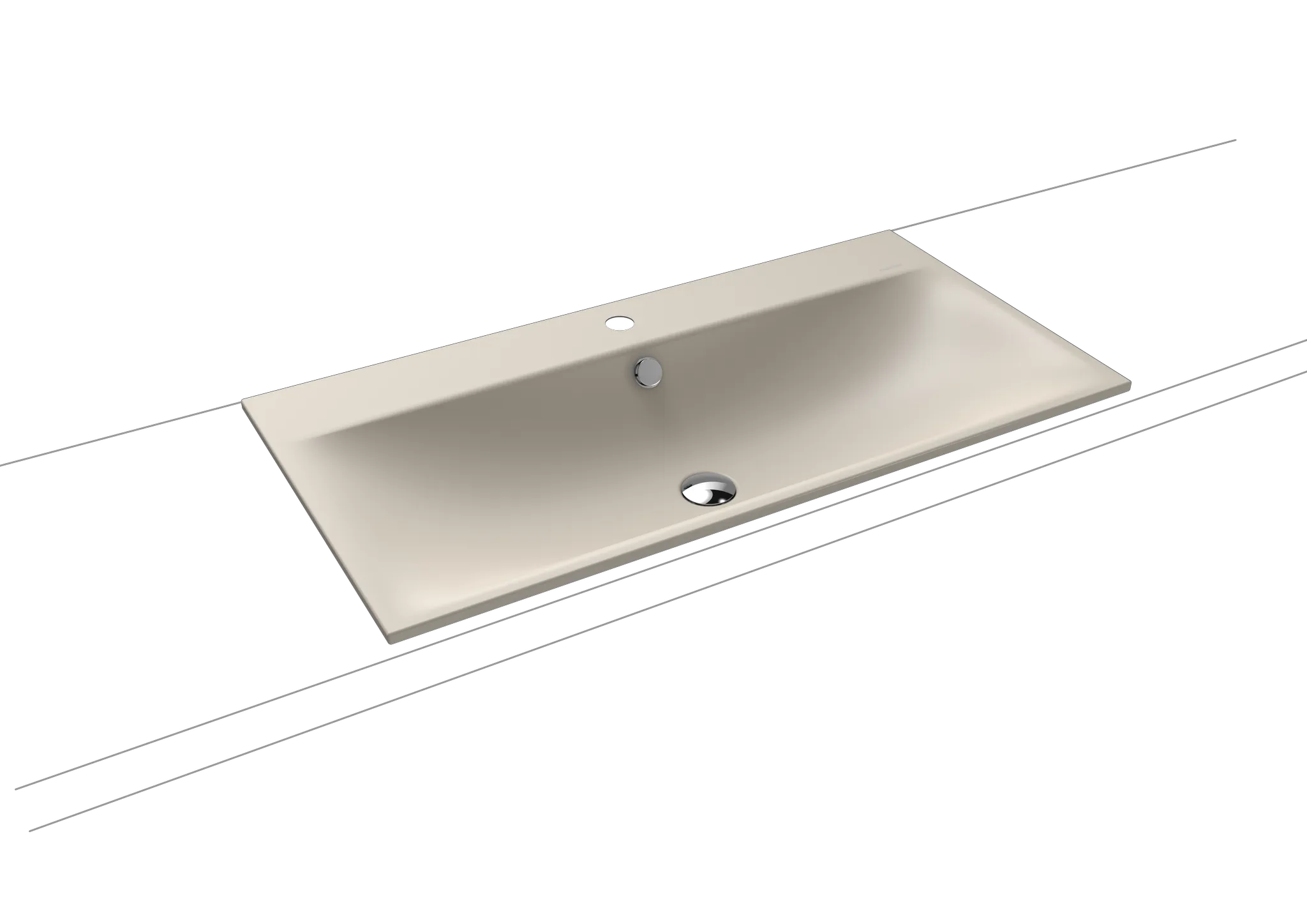 Einbauwaschtisch „Silenio“ 90 × 46 cm, ohne Hahnlochbohrung in warm grey 10