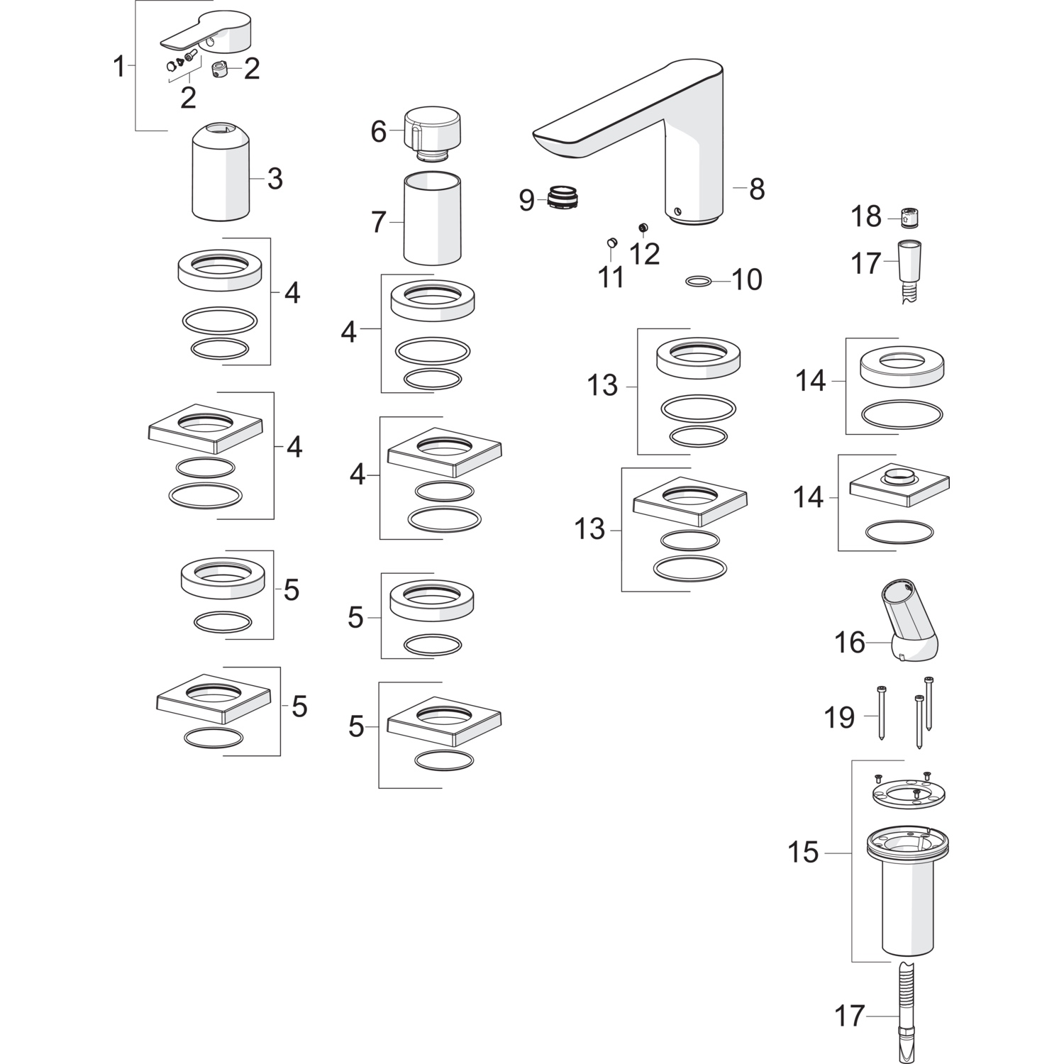 HA Einhebelmischer Fertigmontageset für Wanne/Brause HANSALIGNA 0644 1-strahlig 72 mm Ausladung 180 mm Chrom