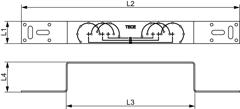 Halter aus verzinktem Stahl, 2-fach gewinkelt, Stichmaße 150 und 80 mm Halter aus verzinktem Stahl, 2-fach gewinkelt, Stichmaße 150 und 80 mm