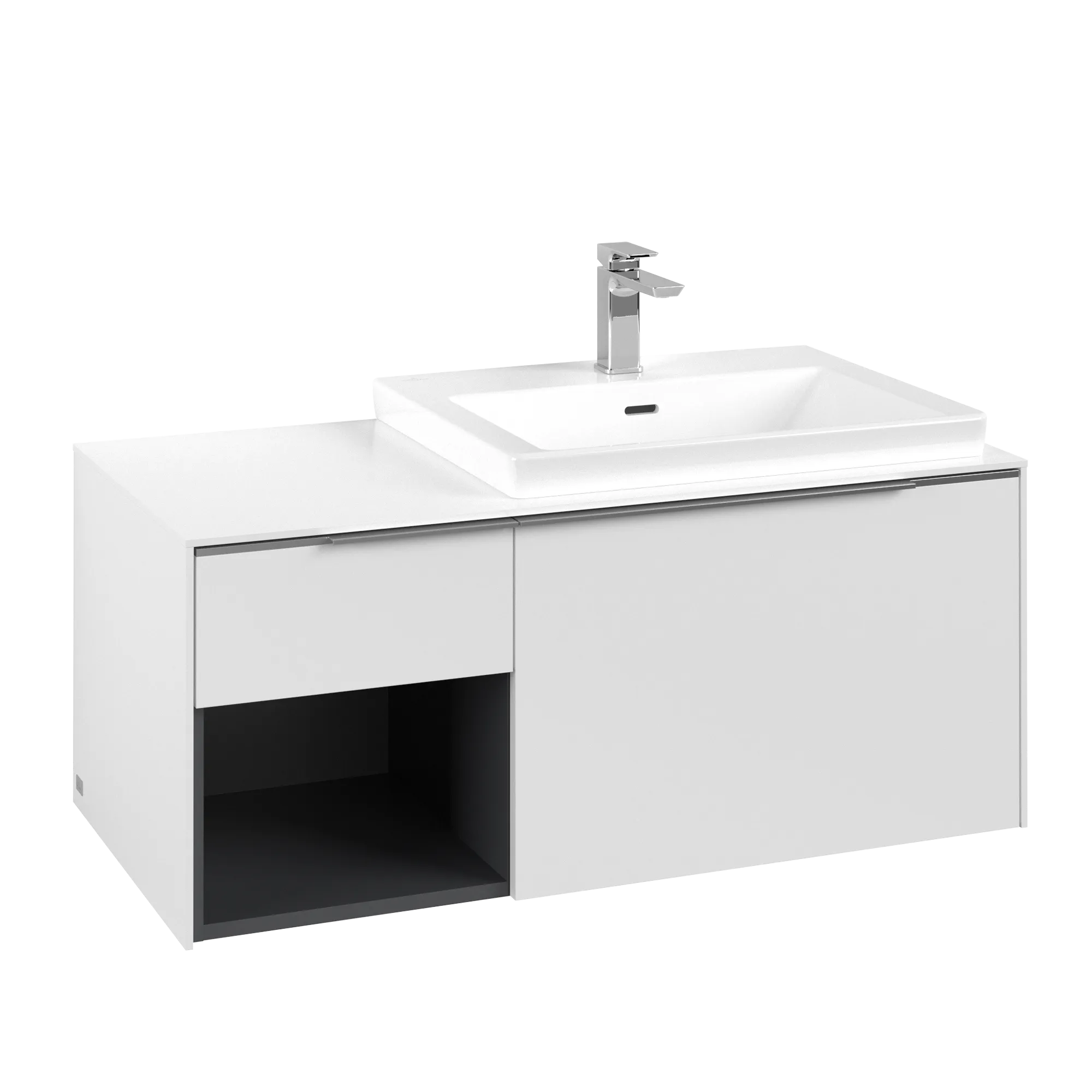 Villeroy & Boch Waschtischunterschrank mit Regalelement „Subway 3.0“ für Schrankwaschtisch 1001 × 423 × 516 mm Pure White, für Becken rechts