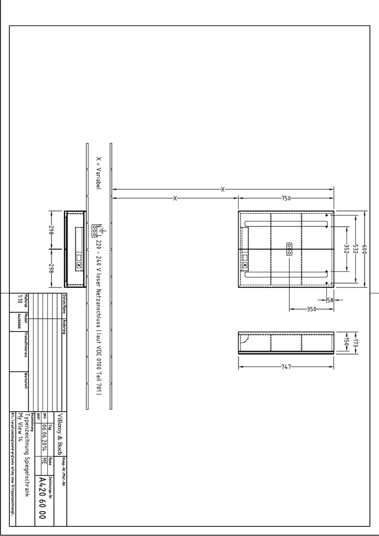 Villeroy & Boch Vorbau-Spiegelschrank „My View 14“ 600 × 750 × 173 mm in White Matt