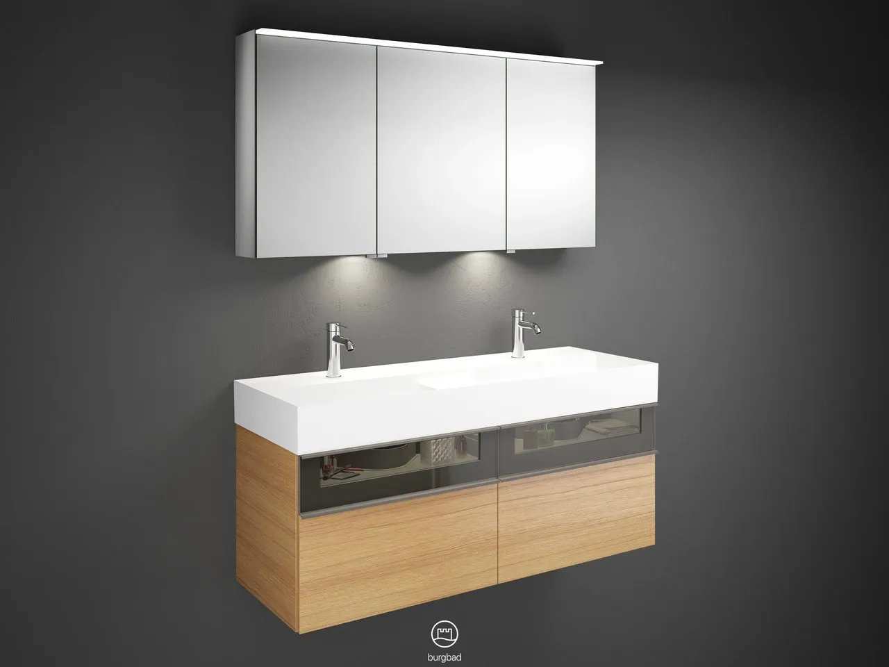 burgbad Badmöbelset „Yumo“ in Grau Hochglanz burgbad Badmöbelset „Yumo“ in Grau Hochglanz