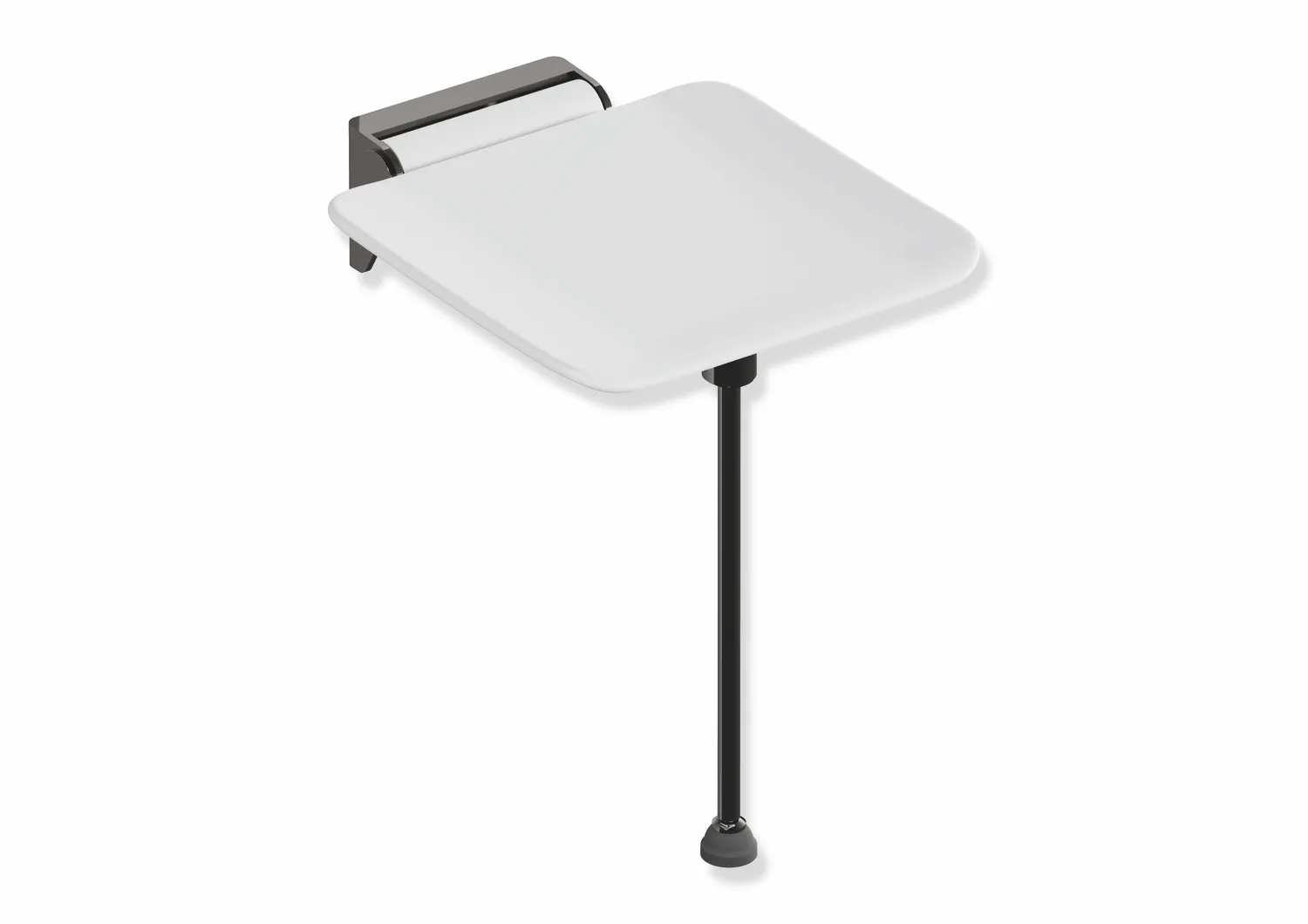 HEWI Klappsitz, System 900, Wandkonsole aus Edst., PVD, Sitzfläche aus strukturiertem Kst., weiß HEWI Klappsitz, System 900, Wandkonsole aus Edst., PVD, Sitzfläche aus strukturiertem Kst., weiß