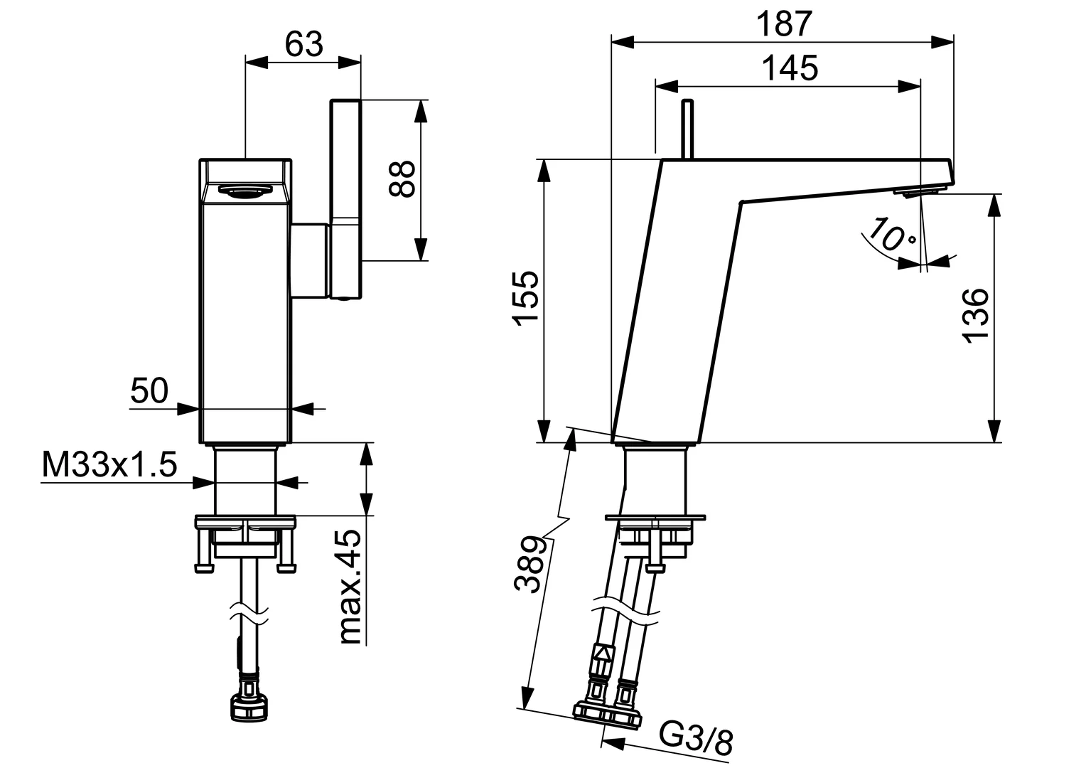 HansaLOFT Waschtischarmatur HansaLOFT 5752 Ausladung 146 mm DN15 Chrom