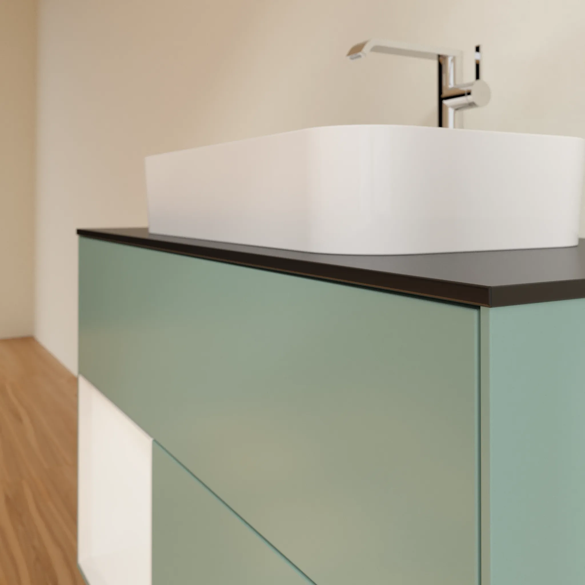 Villeroy & Boch Waschtischunterschrank „Finion“ für Schrankwaschtisch 1000 × 603 × 501 mm Olive Matt Lacquer, mit Hahnlochbohrung, für Becken mittig Villeroy & Boch Waschtischunterschrank „Finion“ für Schrankwaschtisch 1000 × 603 × 501 mm Olive Matt Lacquer, mit Hahnlochbohrung, für Becken mittig