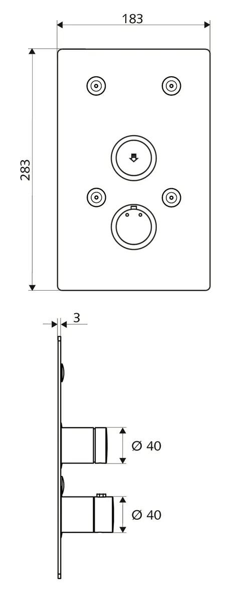 Unterputz-Dusche LINUS Basic D-SC-T, Mischwasser, Thermostat, Frontplatte, Frontplatte Edelstahl gebürstet
