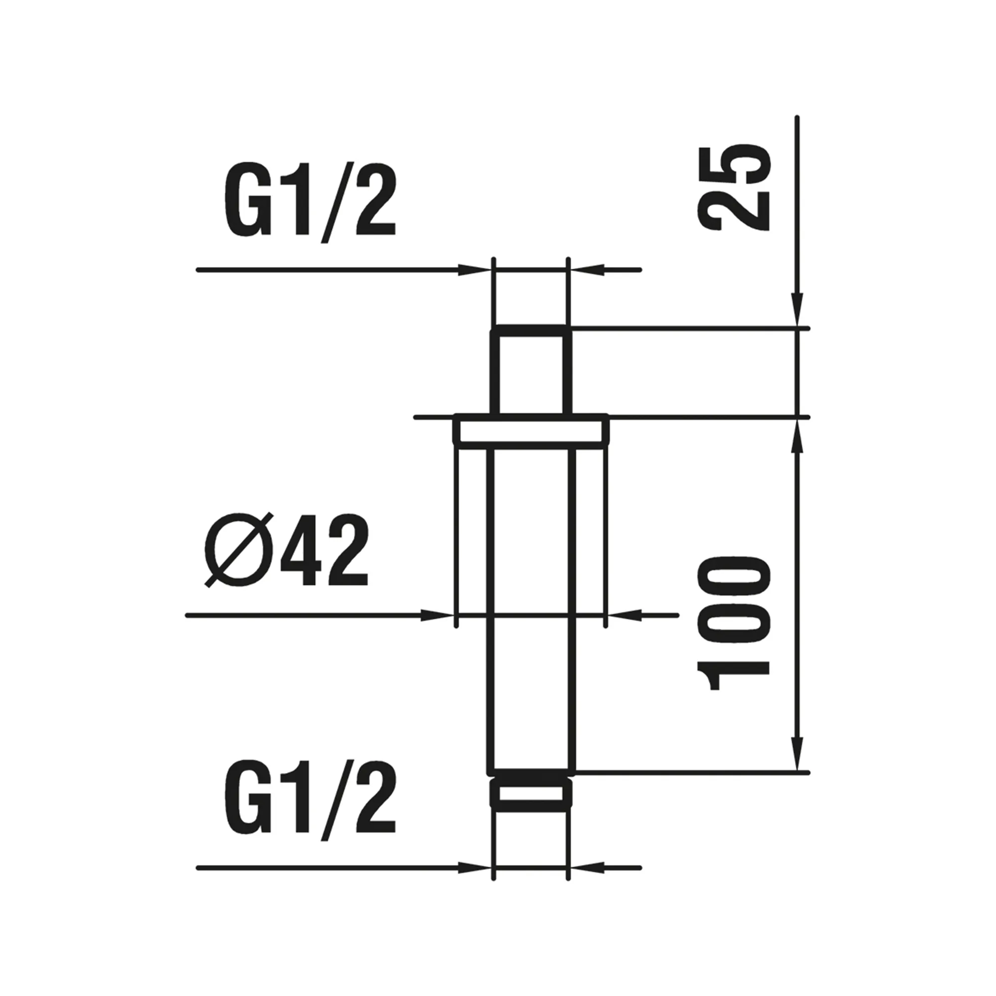Laufen Bausendeckenarm, PVD Edelstahl-Optik, runde Rosette, Länge 100mm Laufen Bausendeckenarm, PVD Edelstahl-Optik, runde Rosette, Länge 100mm