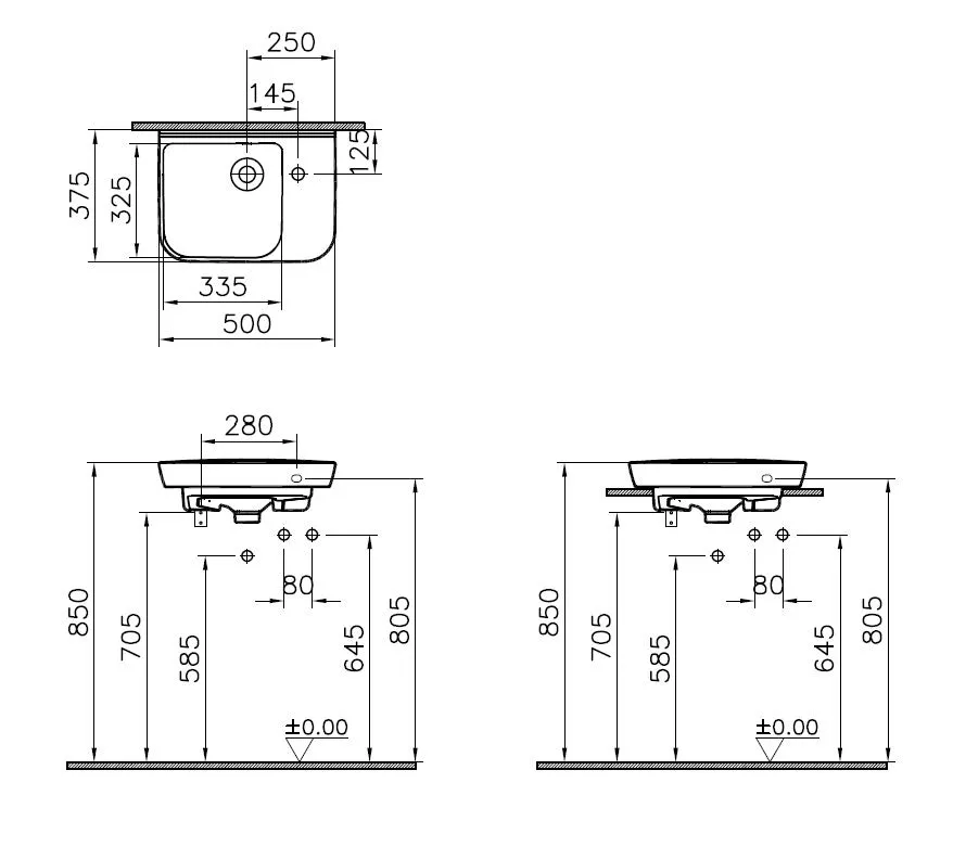 VitrA Sento Handwaschbecken 50 x 38 cm Hahnlochbank rechts geschliffen Weiß Hochglanz VitrA Sento Handwaschbecken 50 x 38 cm Hahnlochbank rechts geschliffen Weiß Hochglanz