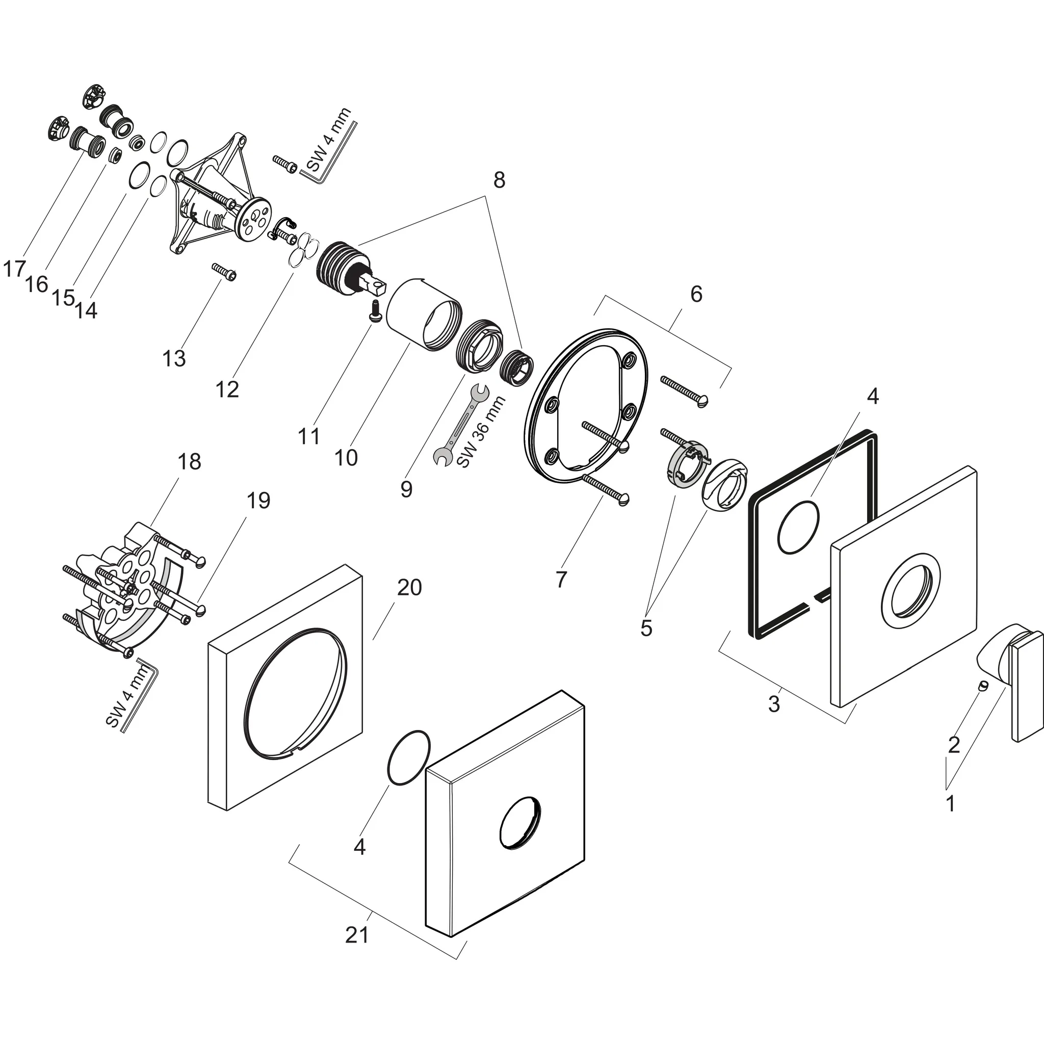Hansgrohe AXOR Citterio Einhebel-Brausemischer Unterputz Chrom Hansgrohe AXOR Citterio Einhebel-Brausemischer Unterputz Chrom