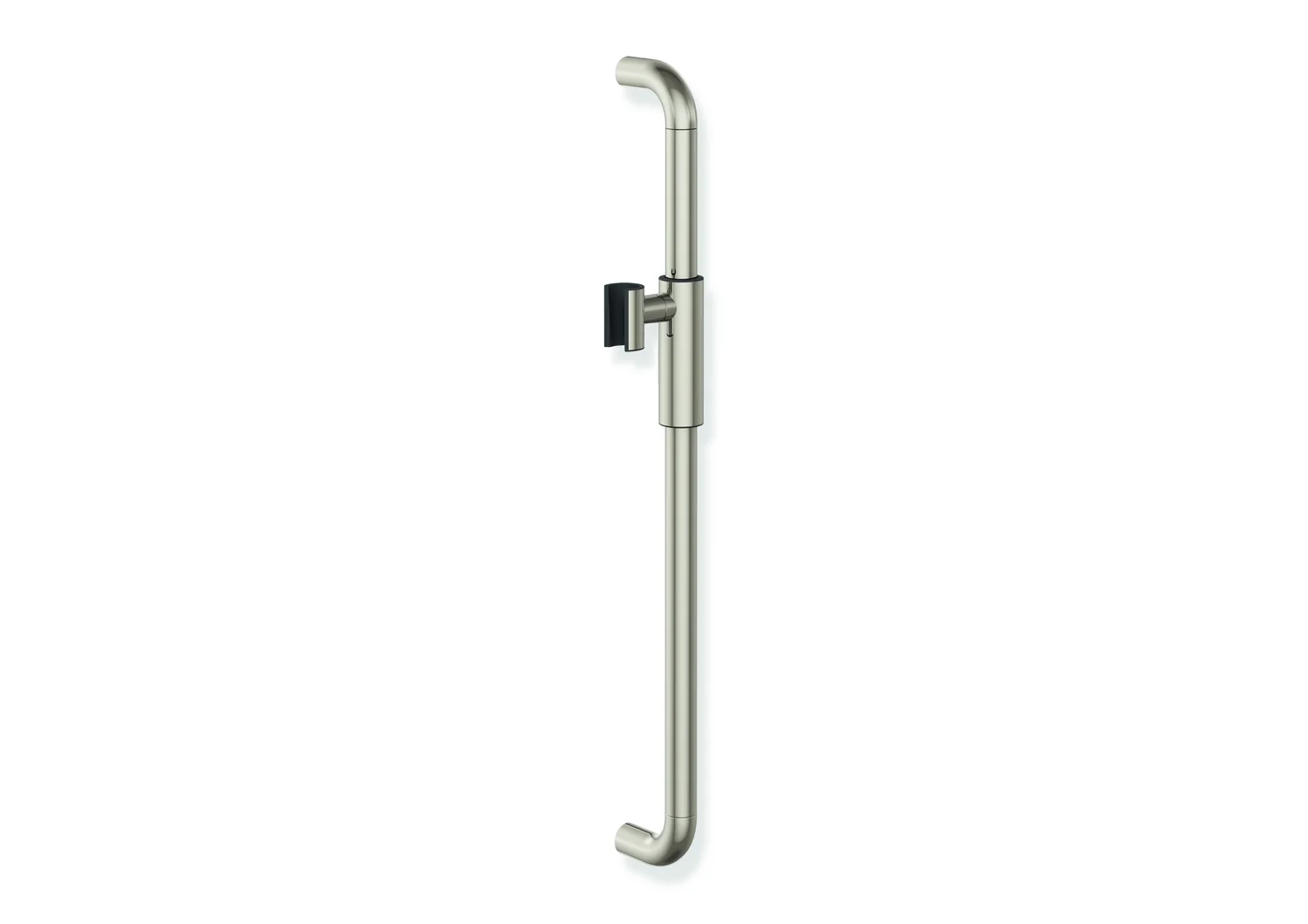 HEWI Brausehalterstange Serie 480, PVD beschichtet, Nickel glänzend, Achsmaß 600 mm, Durchmesser 25 mm