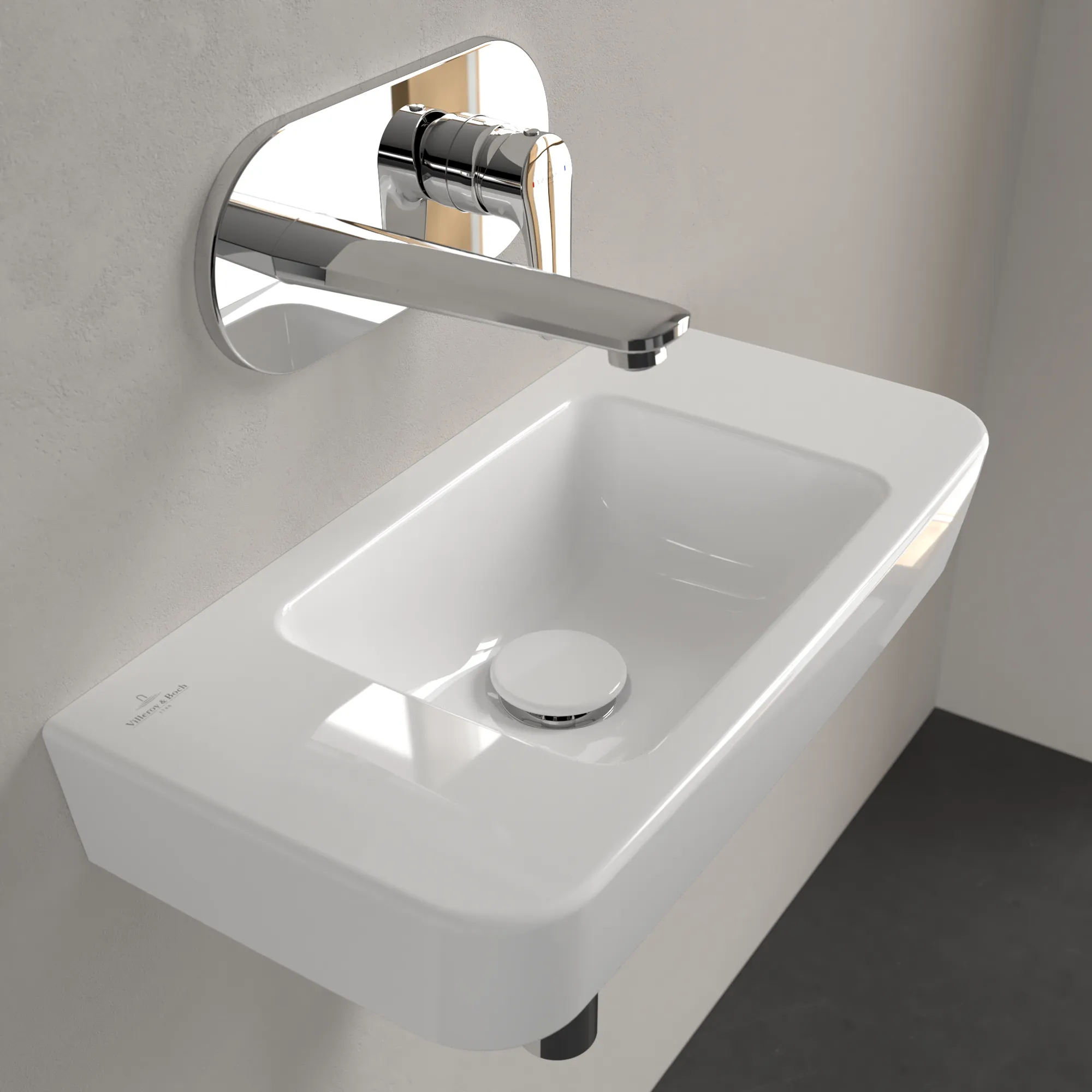 Villeroy & Boch Handwaschbecken „O.novo“ Compact 500 × 250 × 145 mm, für Becken mittig, ohne Hahnlochbohrung in Weiß Alpin Villeroy & Boch Handwaschbecken „O.novo“ Compact 500 × 250 × 145 mm, für Becken mittig, ohne Hahnlochbohrung in Weiß Alpin