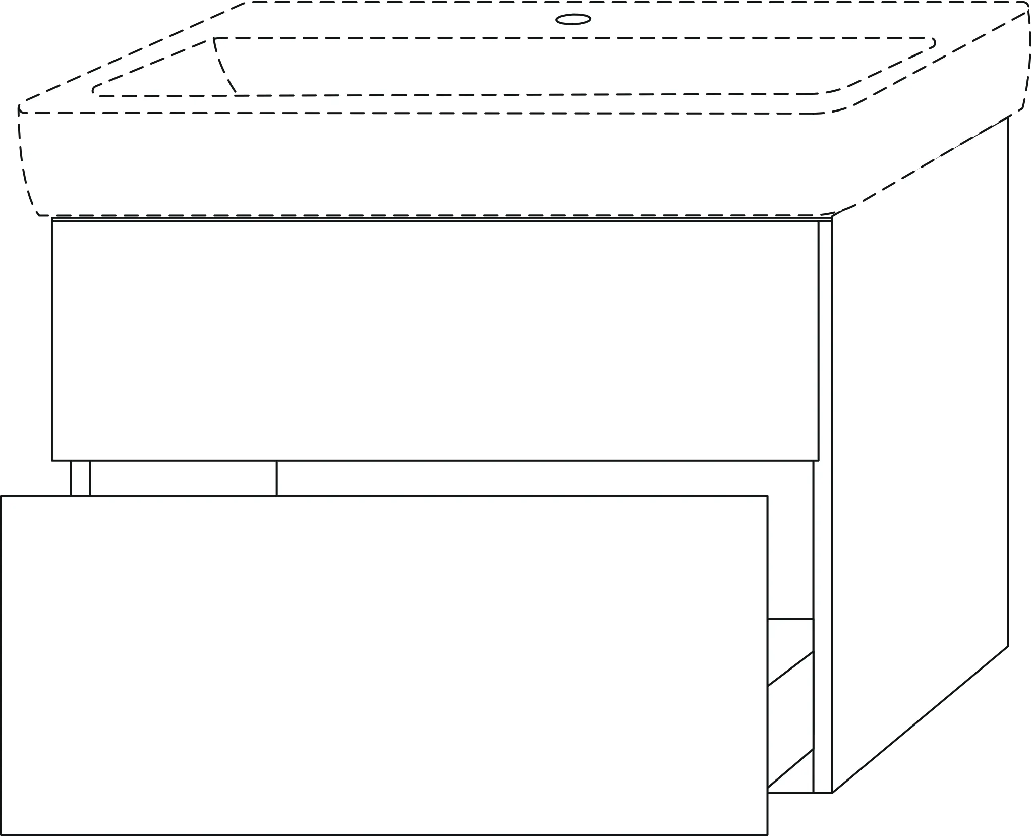 Waschtischunterbau mit Auszügen 3way (BP879) 588x790x407 Graphit-Matt