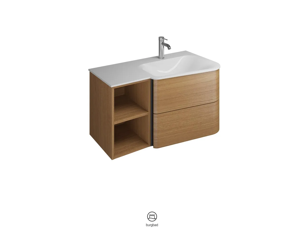 burgbad Badmöbelset „Badu“ Griffleiste, Schwarz, in Veloursgrau Softmatt burgbad Badmöbelset „Badu“ Griffleiste, Schwarz, in Veloursgrau Softmatt