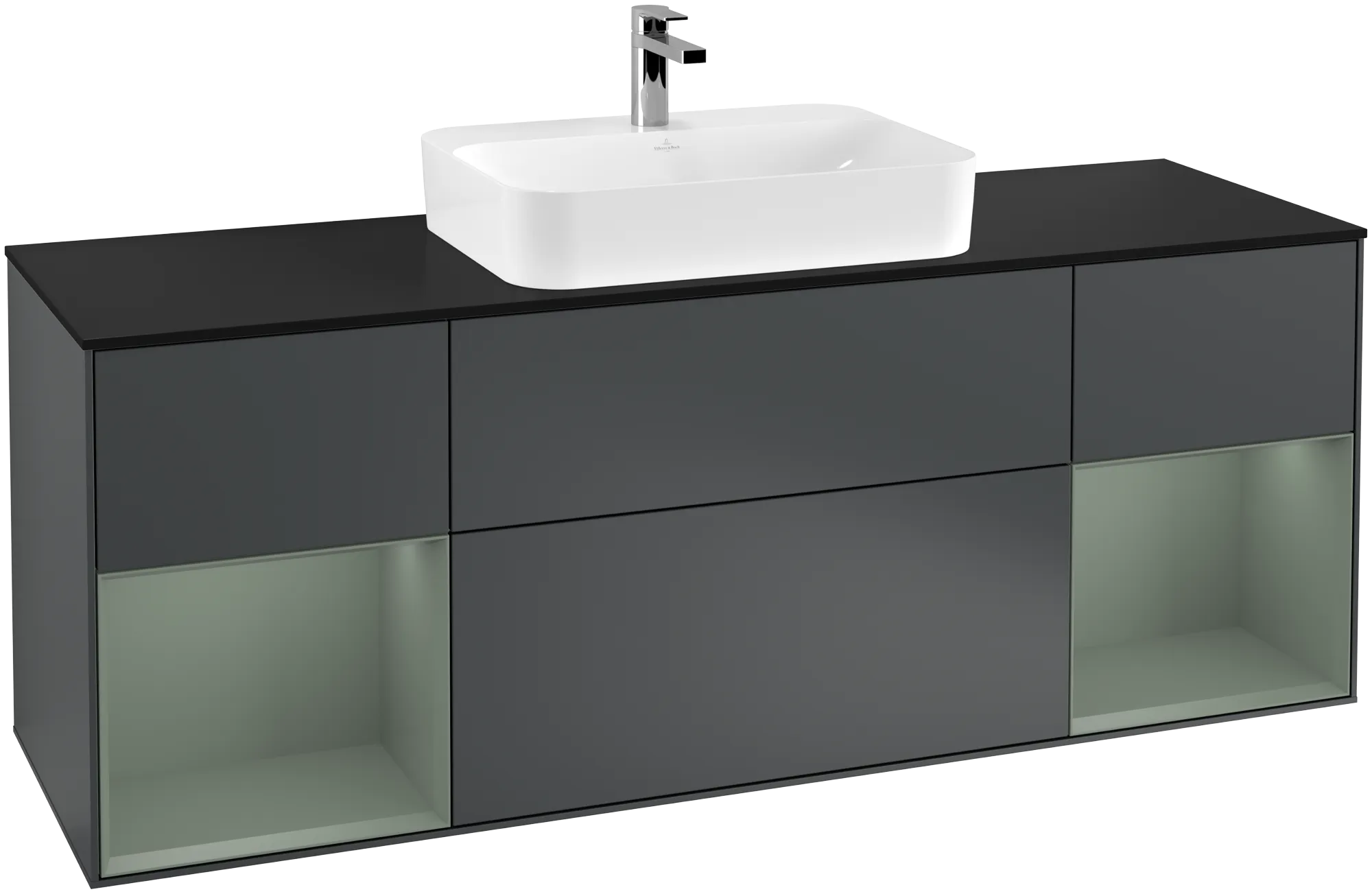 Villeroy & Boch Waschtischunterschrank „Finion“ für Schrankwaschtisch 1600 × 603 × 501 mm Midnight Blue Matt Lacquer, für Becken mittig