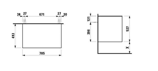 Waschtischunterbau+Waschtischplatte (Schubladenelement) LANI 493x785x527 ohne Ausschnitt Abdeckplatte 12 mm, mit 2 Schubladen integrierter Griffleiste Vollauszug und Soft-Close weiß matt Waschtischunterbau+Waschtischplatte (Schubladenelement) LANI 493x785x527 ohne Ausschnitt Abdeckplatte 12 mm, mit 2 Schubladen integrierter Griffleiste Vollauszug und Soft-Close weiß matt