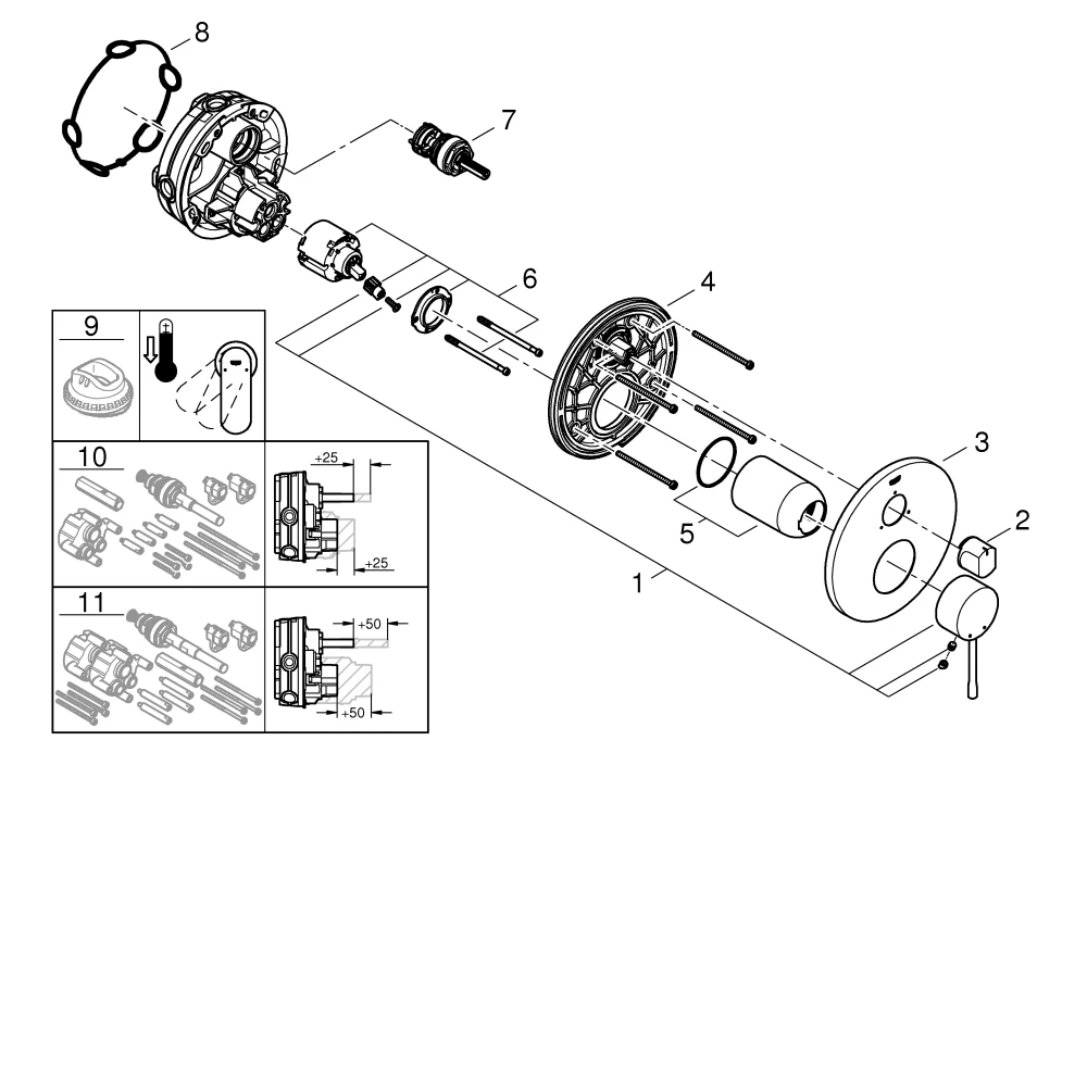 Grohe Essence Einhandbatterie mit 3-Wege Umstellung, Fertigmontageset für Grohe Rapido SmartBox, chrom Grohe Essence Einhandbatterie mit 3-Wege Umstellung, Fertigmontageset für Grohe Rapido SmartBox, chrom