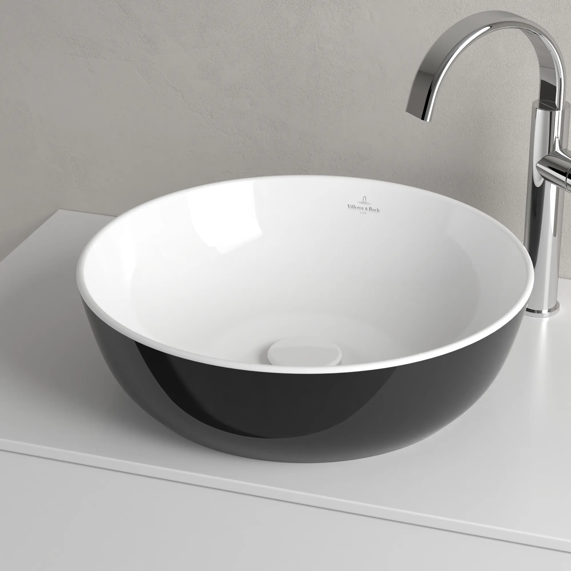 Villeroy & Boch Aufsatzwaschtisch aus TitanCeram „Artis“ ⌀ 430 mm in Coal Black