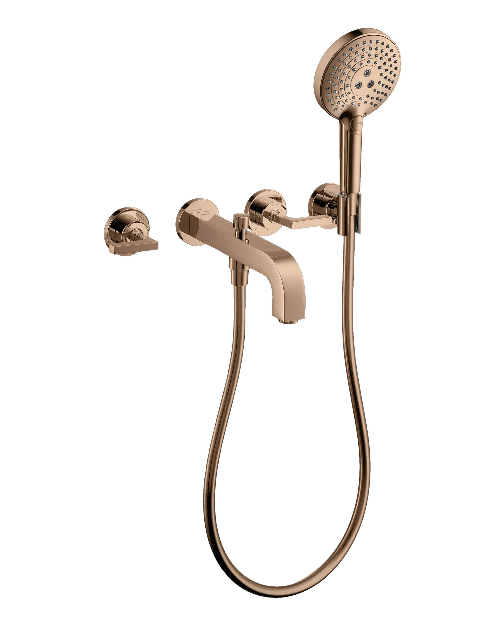 Hansgrohe AXOR Citterio 3-Loch Wannenarmatur Polished Red Gold, Ausladung 222 mm, Wandmontage, Keramikventile 90° Hansgrohe AXOR Citterio 3-Loch Wannenarmatur Polished Red Gold, Ausladung 222 mm, Wandmontage, Keramikventile 90°