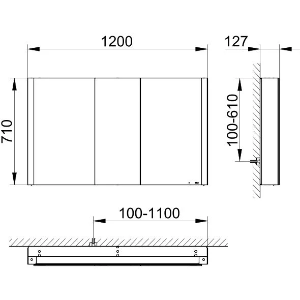 KEUCO Wandvorbau Spiegelschrank „Somaris“ Verspiegelt, Aufputz, ohne Spiegelheizung 1200 × 710 × 127 mm KEUCO Wandvorbau Spiegelschrank „Somaris“ Verspiegelt, Aufputz, ohne Spiegelheizung 1200 × 710 × 127 mm
