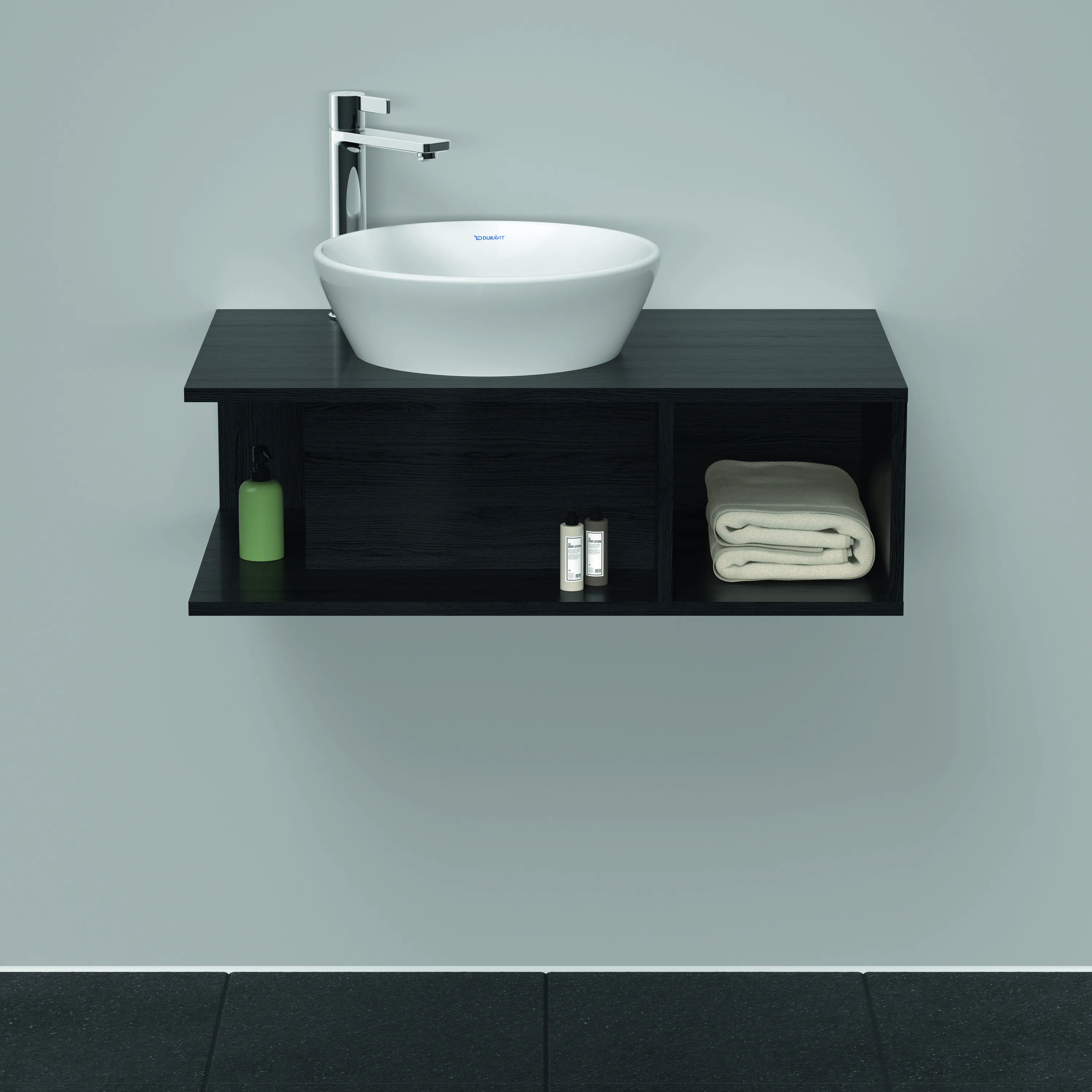 Duravit Waschtischunterschrank wandhängend „D-Neo“ 80 × 26 × 48 cm Eiche Schwarz Duravit Waschtischunterschrank wandhängend „D-Neo“ 80 × 26 × 48 cm Eiche Schwarz