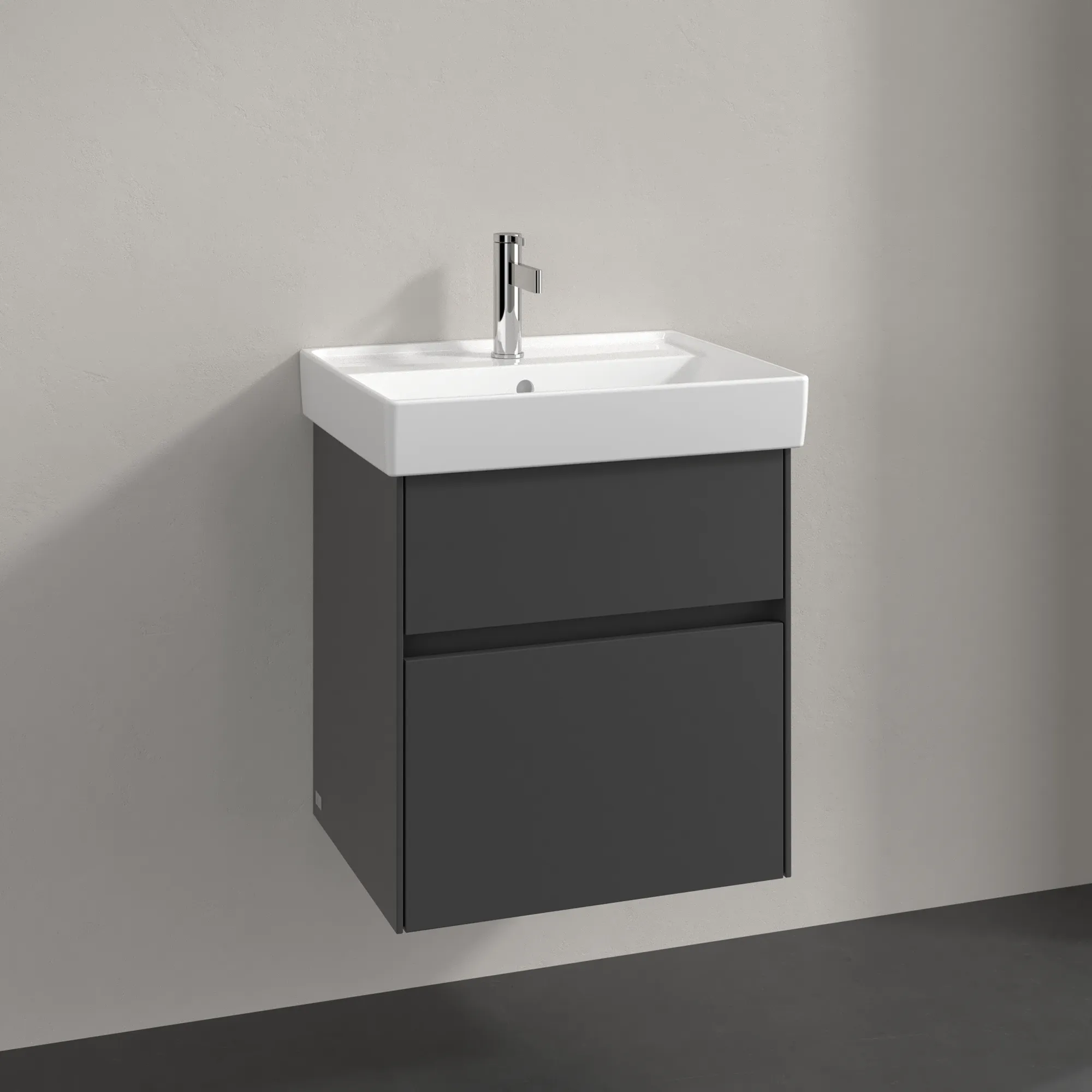 Villeroy & Boch Waschtischunterschrank „Collaro“ 510 × 546 × 414 mm Graphite, für Becken mittig, ohne Beleuchtung Villeroy & Boch Waschtischunterschrank „Collaro“ 510 × 546 × 414 mm Graphite, für Becken mittig, ohne Beleuchtung