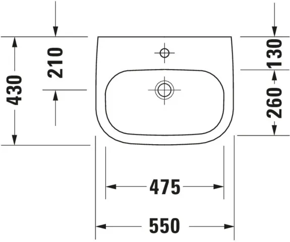 Waschtisch Med „D-Code“, Form rechteckig 55 × 43 cm