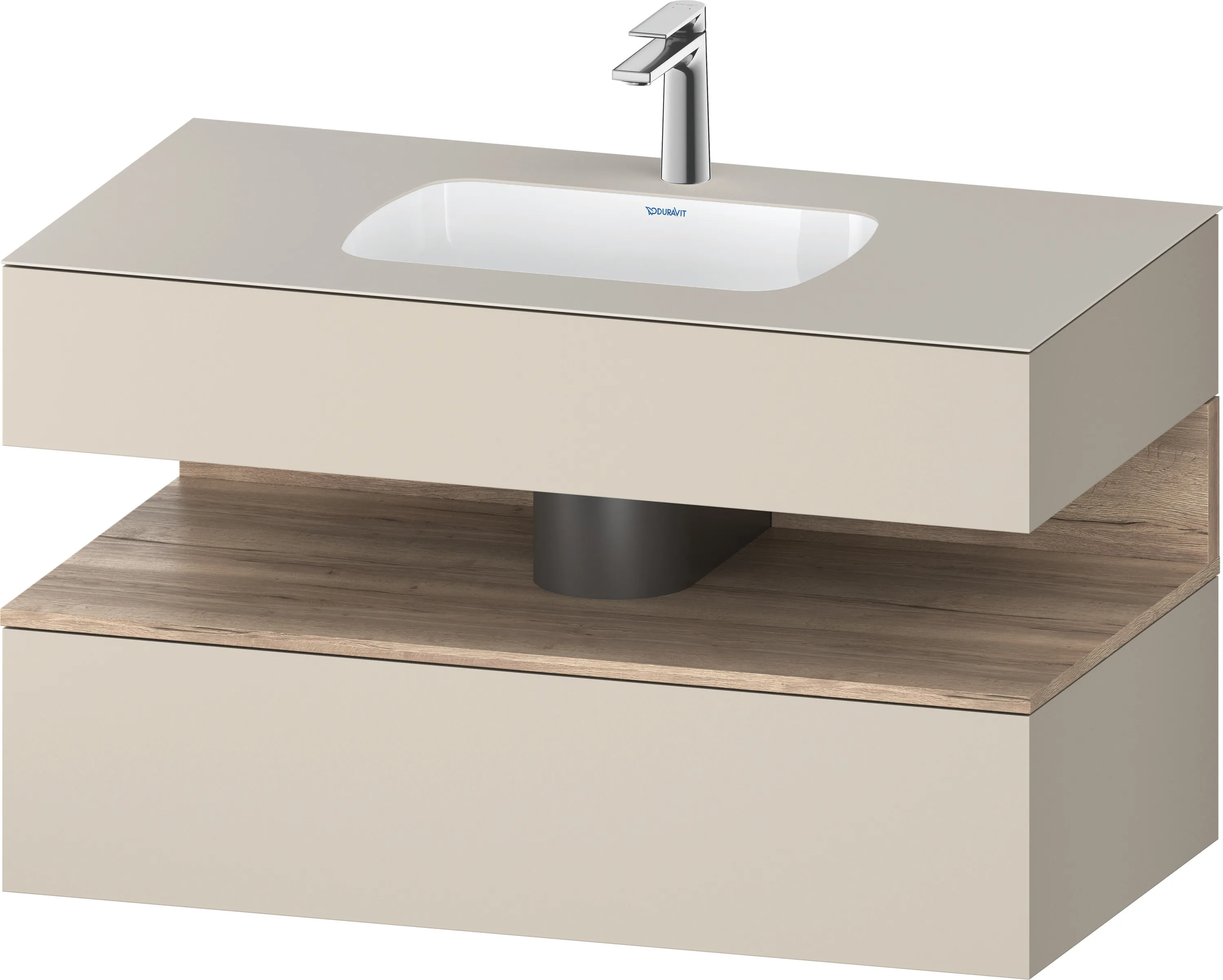 Einbauwaschtisch mit Konsolenwaschtischunterbau „Qatego“ 100 × 55 × 60 cm, mit Beleuchtung