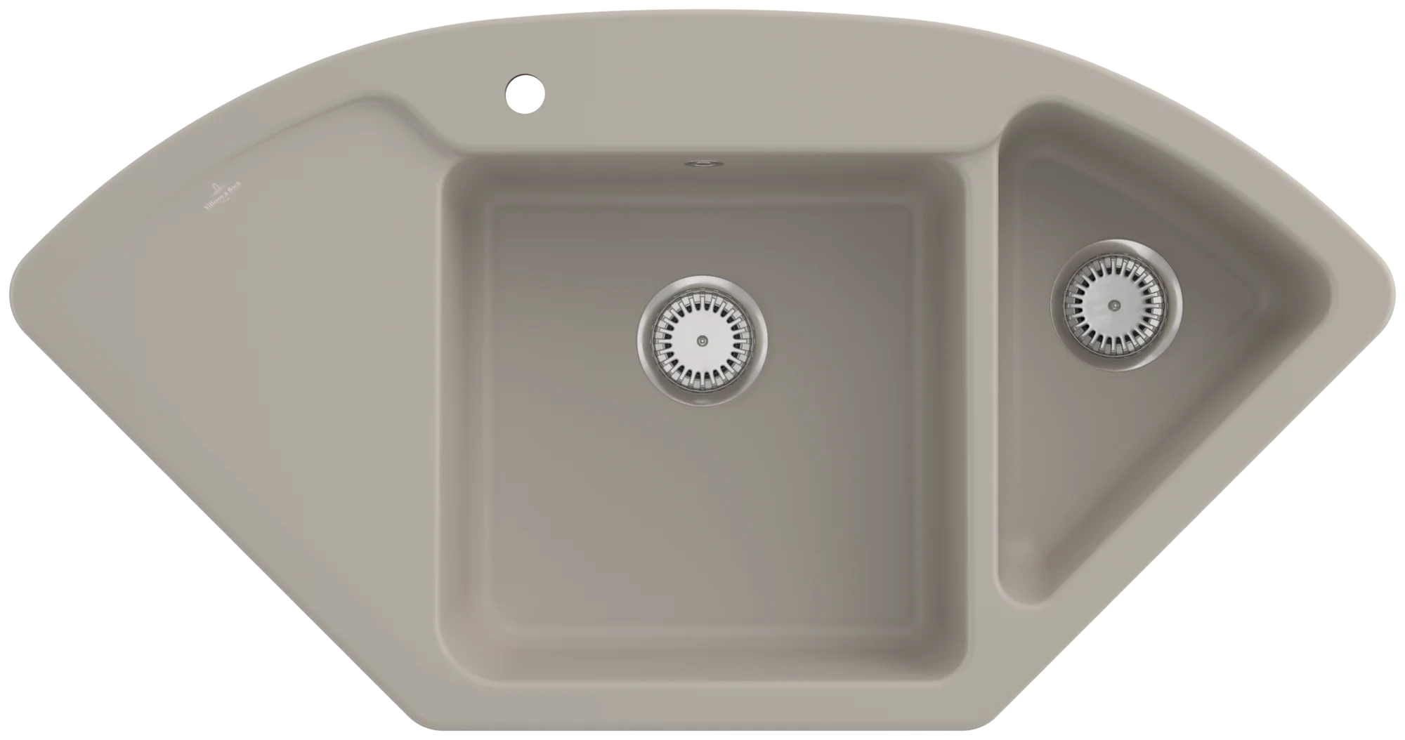 Villeroy & Boch Eckspüle Subway Style Eck Almond CeramicPlus, 1115x580 mm, Höhe 200 mm, Wanneneinbaumaß 445x350 mm und 1075x600 mm