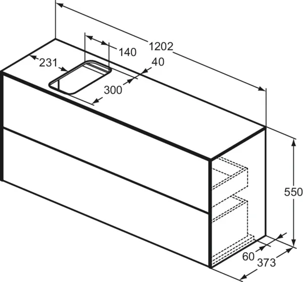 Ideal Standard Waschtischunterschrank „Conca“ 120,2 × 55 × 37,3 cm Eiche hell Furnier