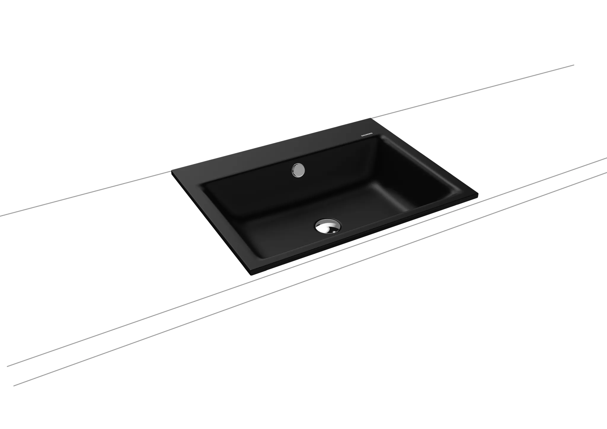 Einbauwaschtisch „Puro“ 60 × 46 cm, ohne Hahnlochbohrung in schwarz matt, mit Perl-Effekt