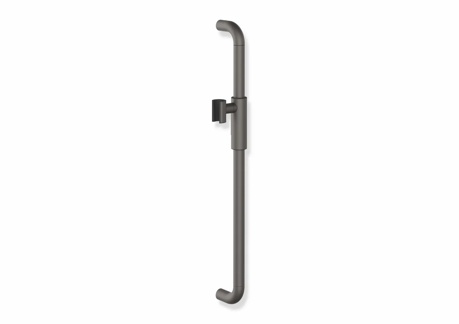 Brausehalterstange, Edelstahl, pulverbeschichtet, Achsmaß 600 mm, 79 mm tief, Durchmesser 25 mm, mit magnetischem Brausehalter, in Farbe CV (Schwarz tiefmatt-Schwarz matt (90)) Brausehalterstange, Edelstahl, pulverbeschichtet, Achsmaß 600 mm, 79 mm tief, Durchmesser 25 mm, mit magnetischem Brausehalter, in Farbe CV (Schwarz tiefmatt-Schwarz matt (90))