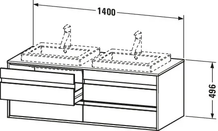 Duravit Waschtischunterschrank wandhängend „Ketho“ 140 × 49,6 × 55 cm in Graphit Matt Duravit Waschtischunterschrank wandhängend „Ketho“ 140 × 49,6 × 55 cm in Graphit Matt