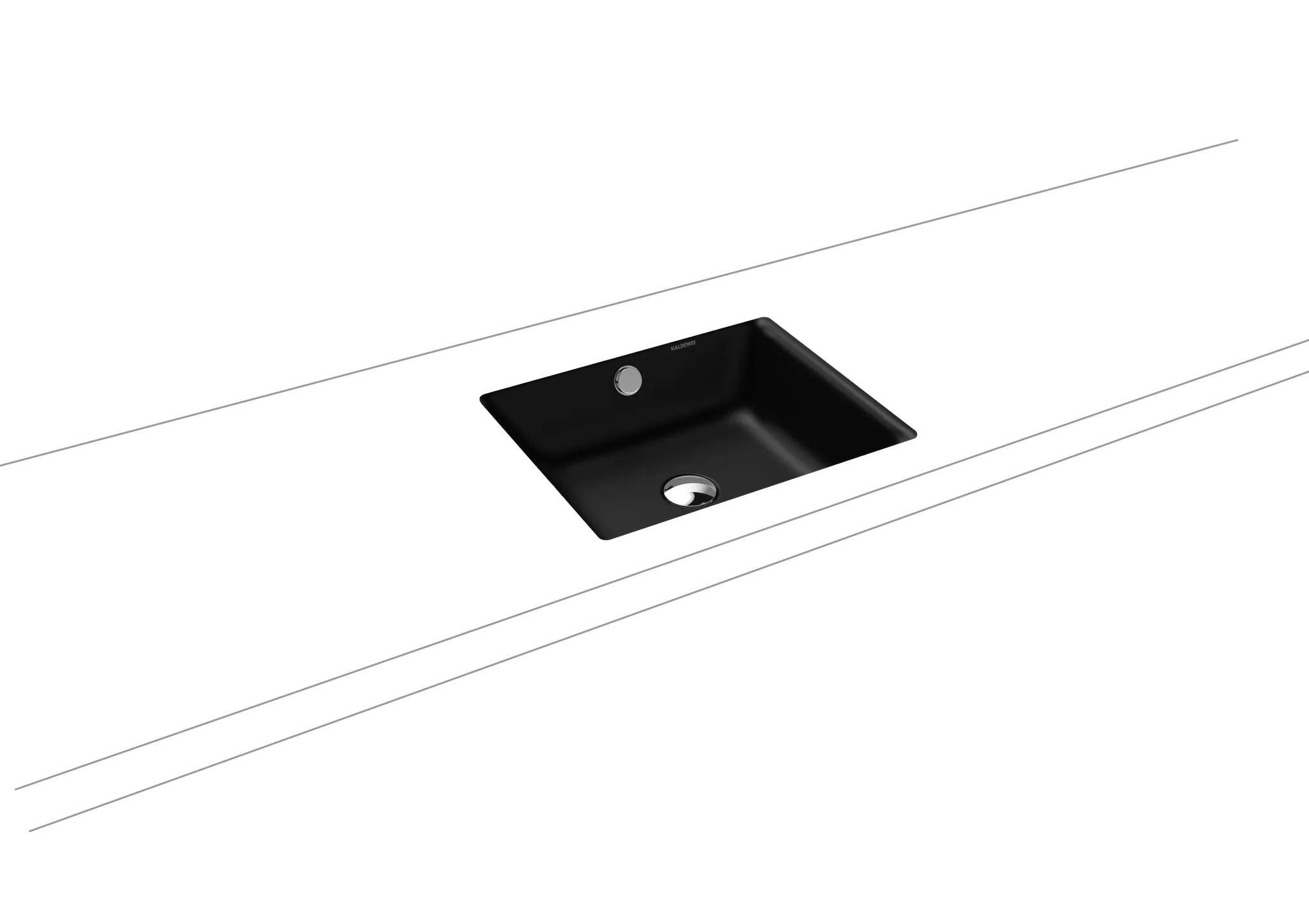 Unterbauwaschtisch „Puro“ 46 × 38,5 cm, mit Überlauf, ohne Hahnlochbohrung in schwarz matt mit Perl-Effekt Unterbauwaschtisch „Puro“ 46 × 38,5 cm, mit Überlauf, ohne Hahnlochbohrung in schwarz matt mit Perl-Effekt