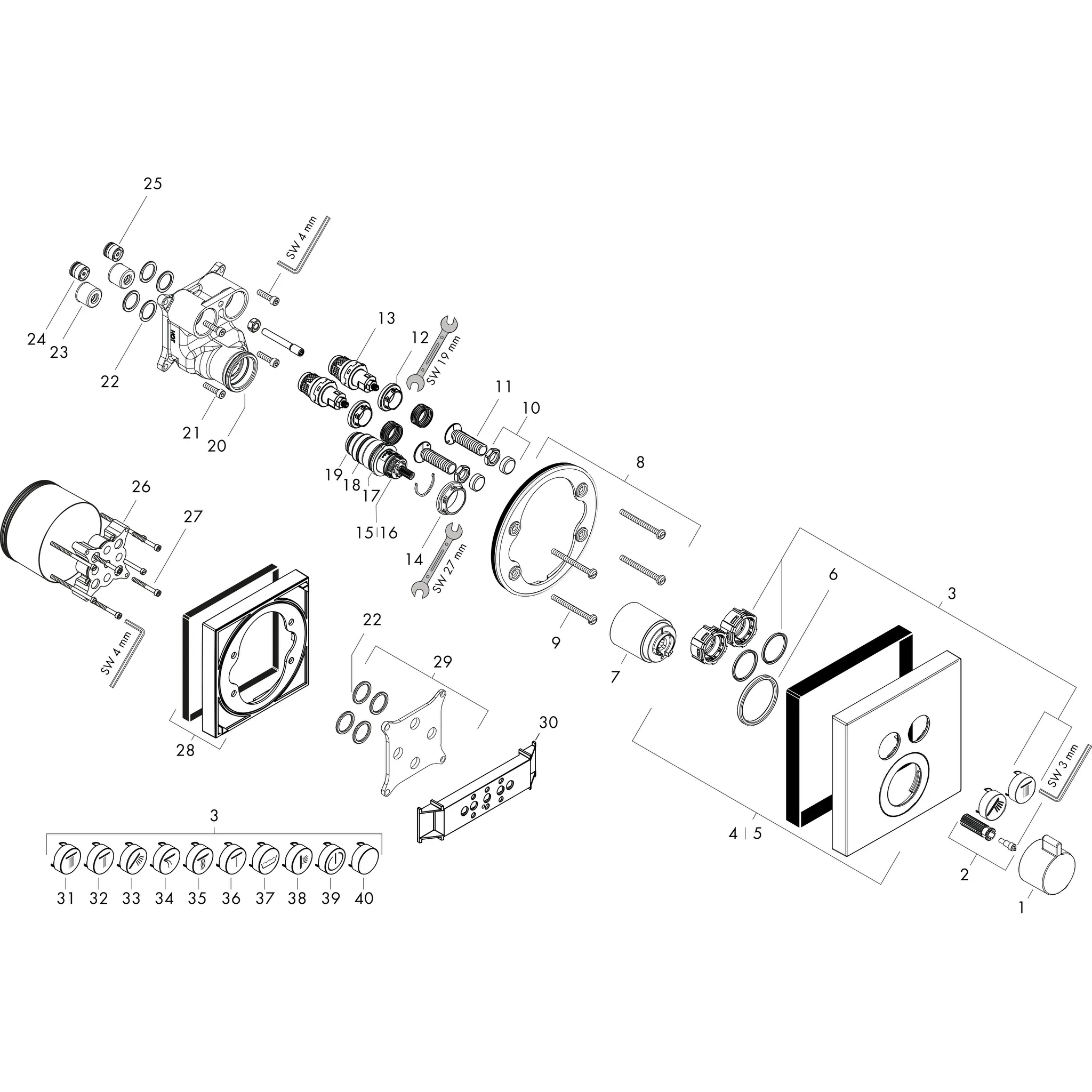 Thermostat Unterputz ShowerSelect Fertigset 2 Verbraucher chrom Thermostat Unterputz ShowerSelect Fertigset 2 Verbraucher chrom