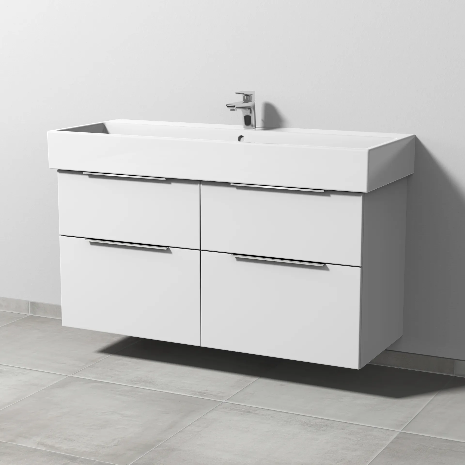 Sanipa Waschtischunterschrank „3way“ passend zu Keramik-Waschtische Vero Air von Duravit 1150 × 591 × 447 mm in Weiß-Soft
