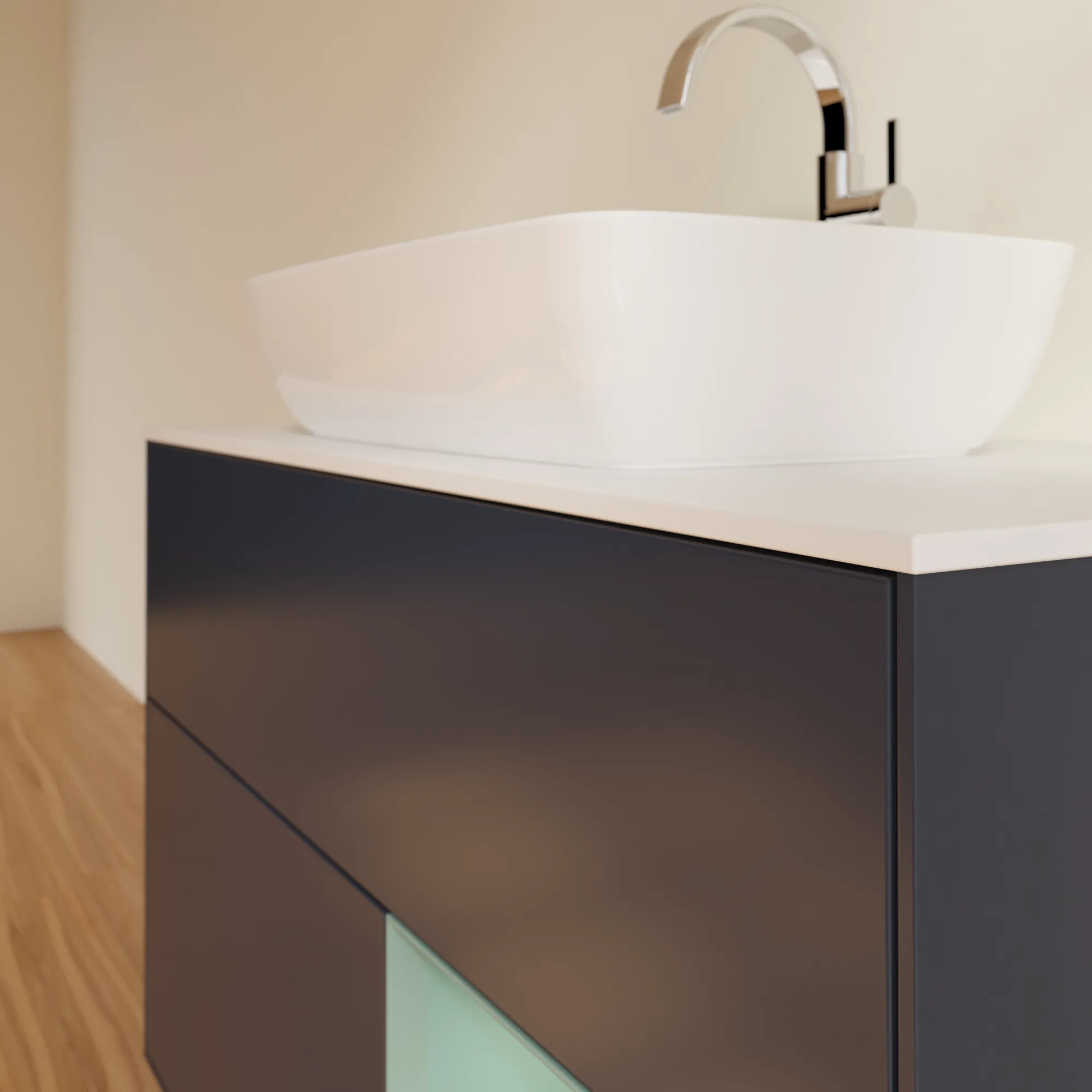 Villeroy & Boch Waschtischunterschrank „Finion“ für Schrankwaschtisch 1000 × 603 × 501 mm Midnight Blue Matt Lacquer, für Becken mittig, mit Hahnlochbohrung Villeroy & Boch Waschtischunterschrank „Finion“ für Schrankwaschtisch 1000 × 603 × 501 mm Midnight Blue Matt Lacquer, für Becken mittig, mit Hahnlochbohrung