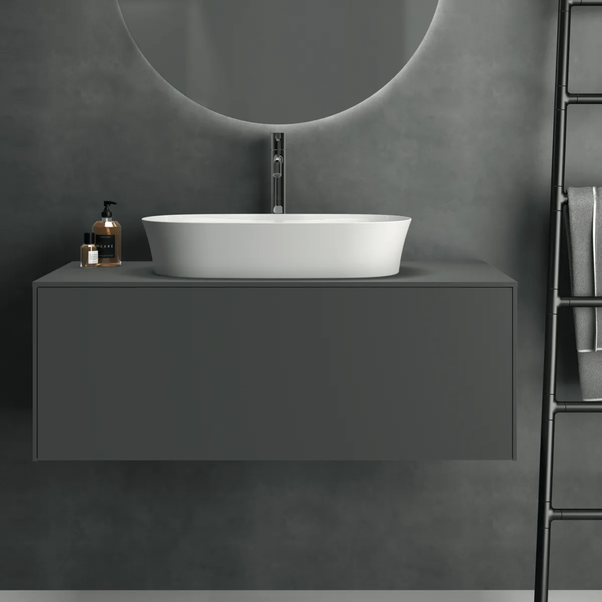Ideal Standard Waschtischunterschrank „Conca“ 100,2 × 37 × 50,5 cm Anthrazit matt lackiert Ideal Standard Waschtischunterschrank „Conca“ 100,2 × 37 × 50,5 cm Anthrazit matt lackiert