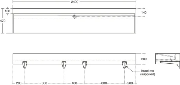 Waschbecken „Silhouette“ 240 × 47 × 20 cm in Weiß Waschbecken „Silhouette“ 240 × 47 × 20 cm in Weiß