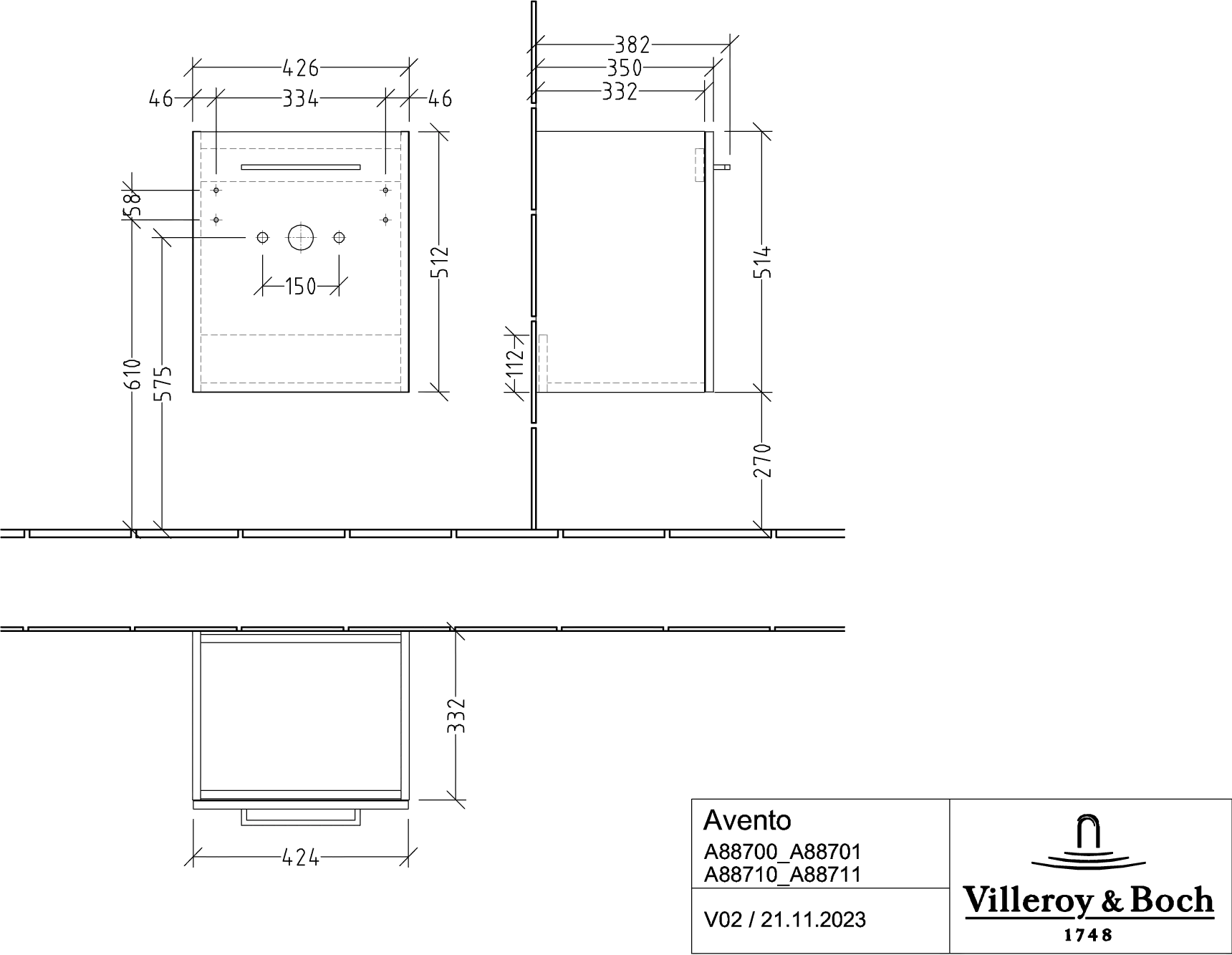 Villeroy & Boch Avento Unterschrank für Unterbauwaschbecken 430 x 514 x 384 mm, Arizona Oak Villeroy & Boch Avento Unterschrank für Unterbauwaschbecken 430 x 514 x 384 mm, Arizona Oak