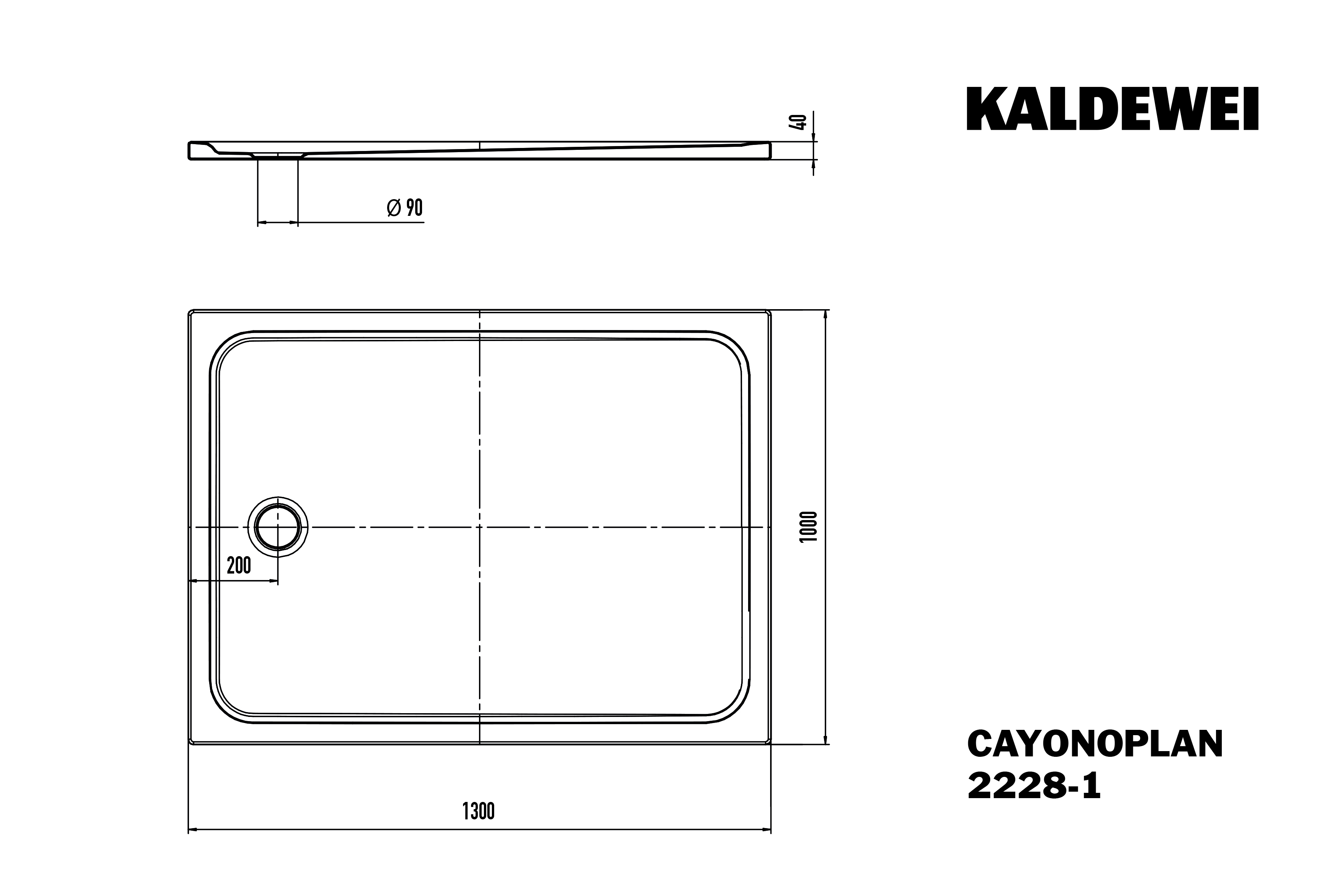 Kaldewei rechteck Duschwanne „Cayonoplan“ 100 × 130 cm