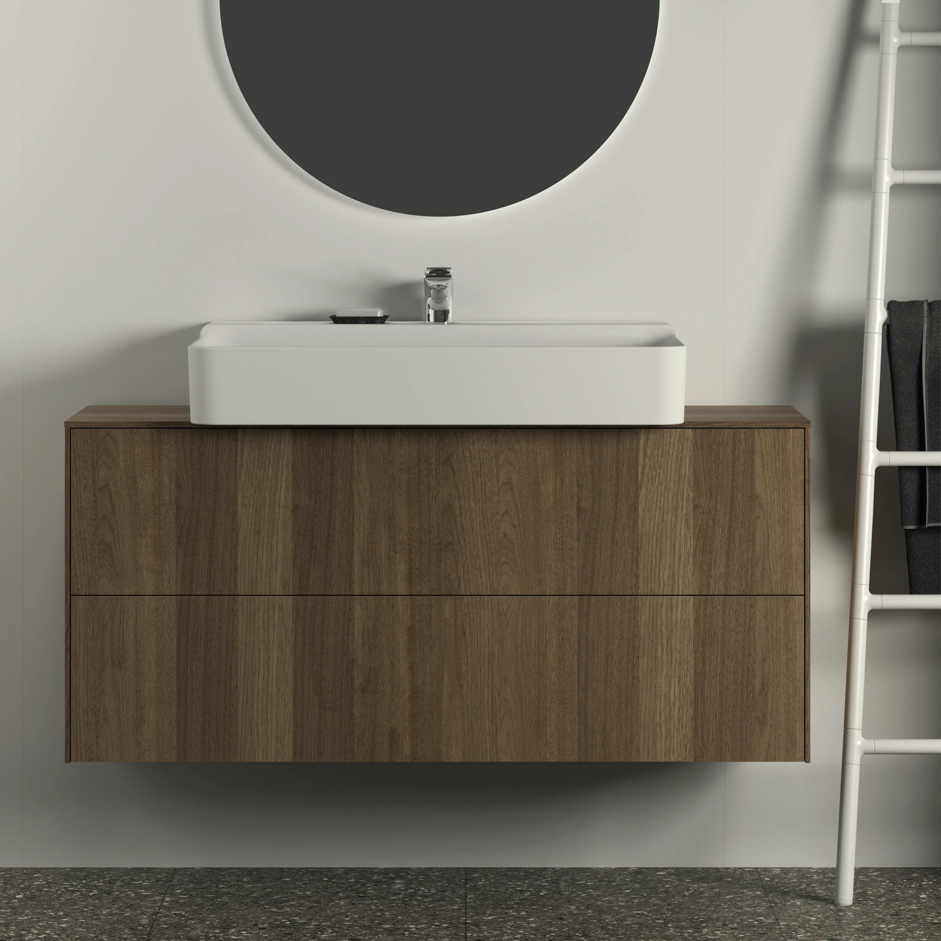 Ideal Standard Waschtischunterschrank „Conca“ 120,2 × 55 × 37,3 cm Walnuss dunkel Furnier Ideal Standard Waschtischunterschrank „Conca“ 120,2 × 55 × 37,3 cm Walnuss dunkel Furnier