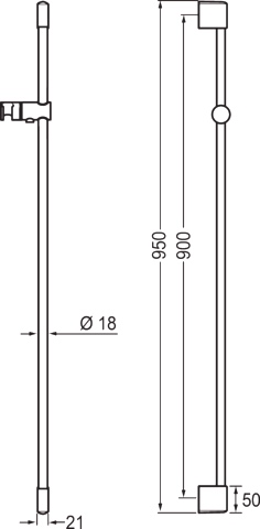 HA Wandstange HANSA 0455 Chrom