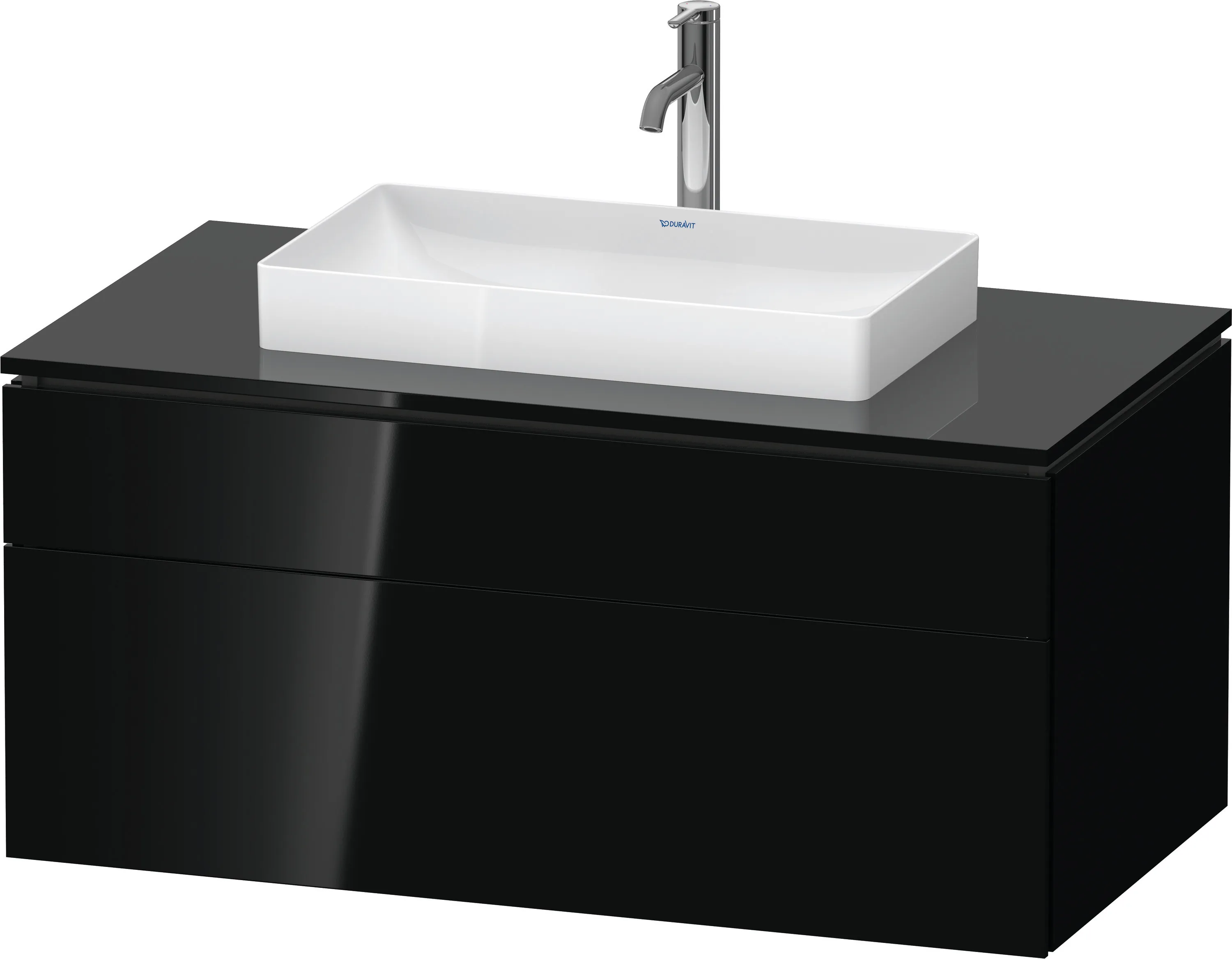 Duravit Waschtischunterschrank wandhängend „L-Cube“ 102 × 48,2 × 55 cm Schwarz Hochglanz, mittig Duravit Waschtischunterschrank wandhängend „L-Cube“ 102 × 48,2 × 55 cm Schwarz Hochglanz, mittig