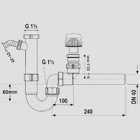 Siphonanschluss aus Kunststoff, G 1/2 × DN 40