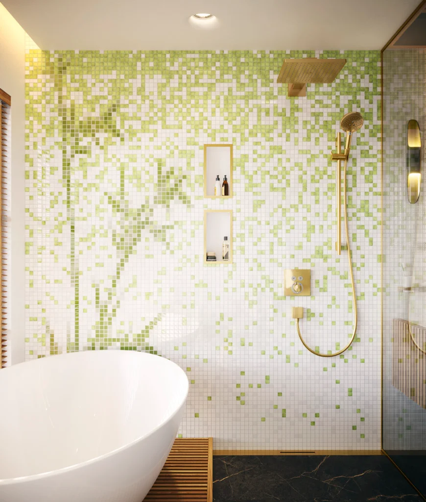 Hansgrohe RainDrain Flex Duschrinne 1000 mm, Polished Gold Optic, wandangebunden, höhenverstellbar um 10 mm, bis zu 60 l/min Ablaufleistung