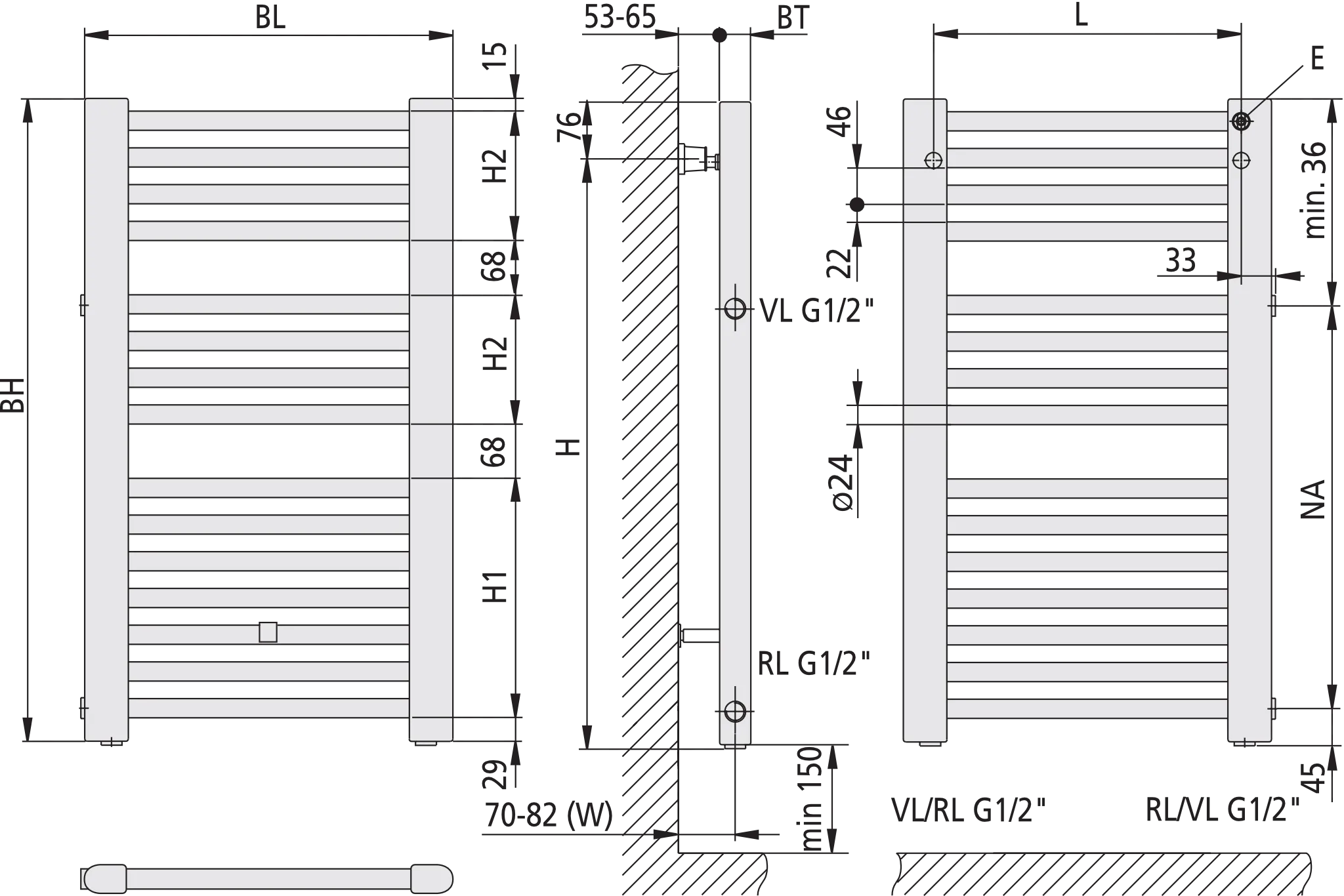 Kermi Heizkörper „Basic®-D“ 45 × 80,4 cm in Weiß