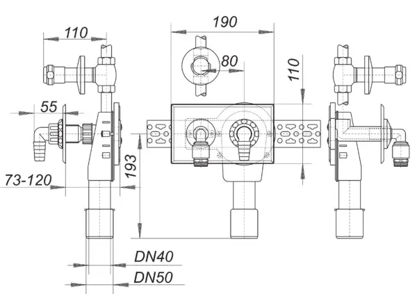 Wandeinbau-Waschgeräte-Siphon 405, DN 40/DN 50